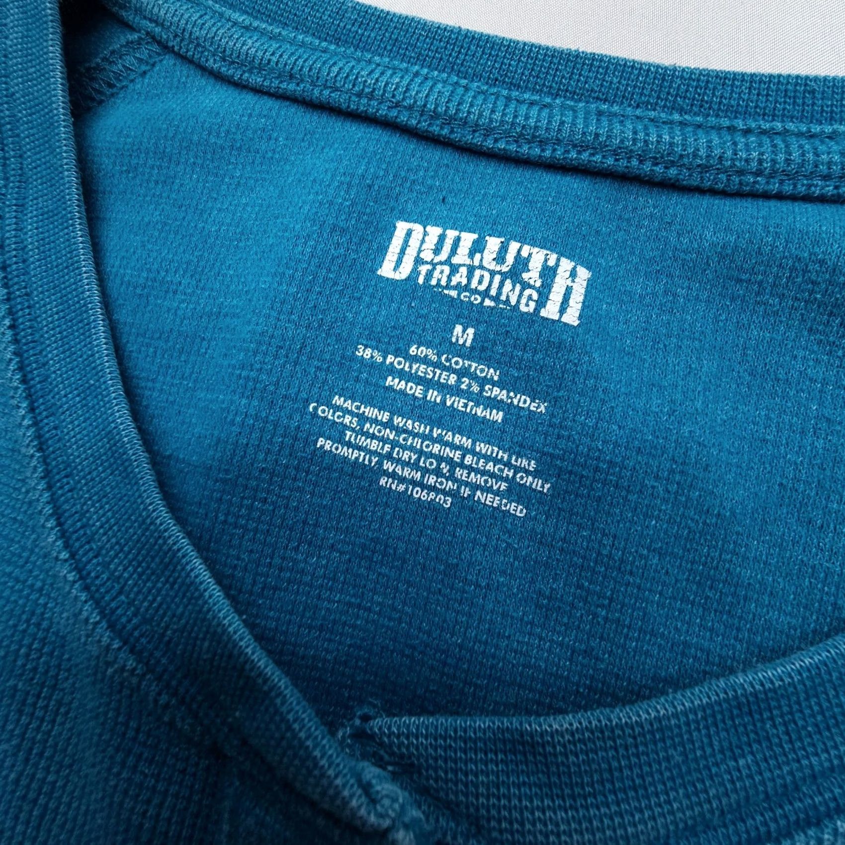 Vintage Duluth Thermal Henley Shirt Mens Medium Blue Slim Fitted Cotton Blend Knit Long Sleeve Button Pattern Solid Size US M / EU 48-50 / 2 - 3 Thumbnail