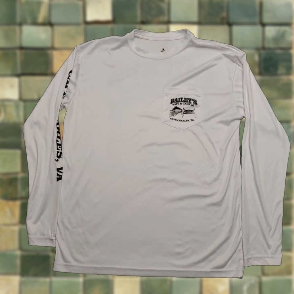 Vintage VINTAGE Baileys Bait Tackle Shirt Mens M White Performance Fishing Cape Charles Virginia Mens Size US M / EU 48-50 / 2 - 1 Thumbnail