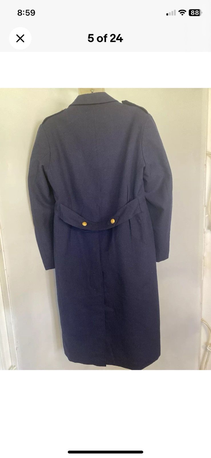 Vintage 1960's French Military Blue Coat Gabardine Airforce 96X Size US M / EU 48-50 / 2 - 4 Thumbnail