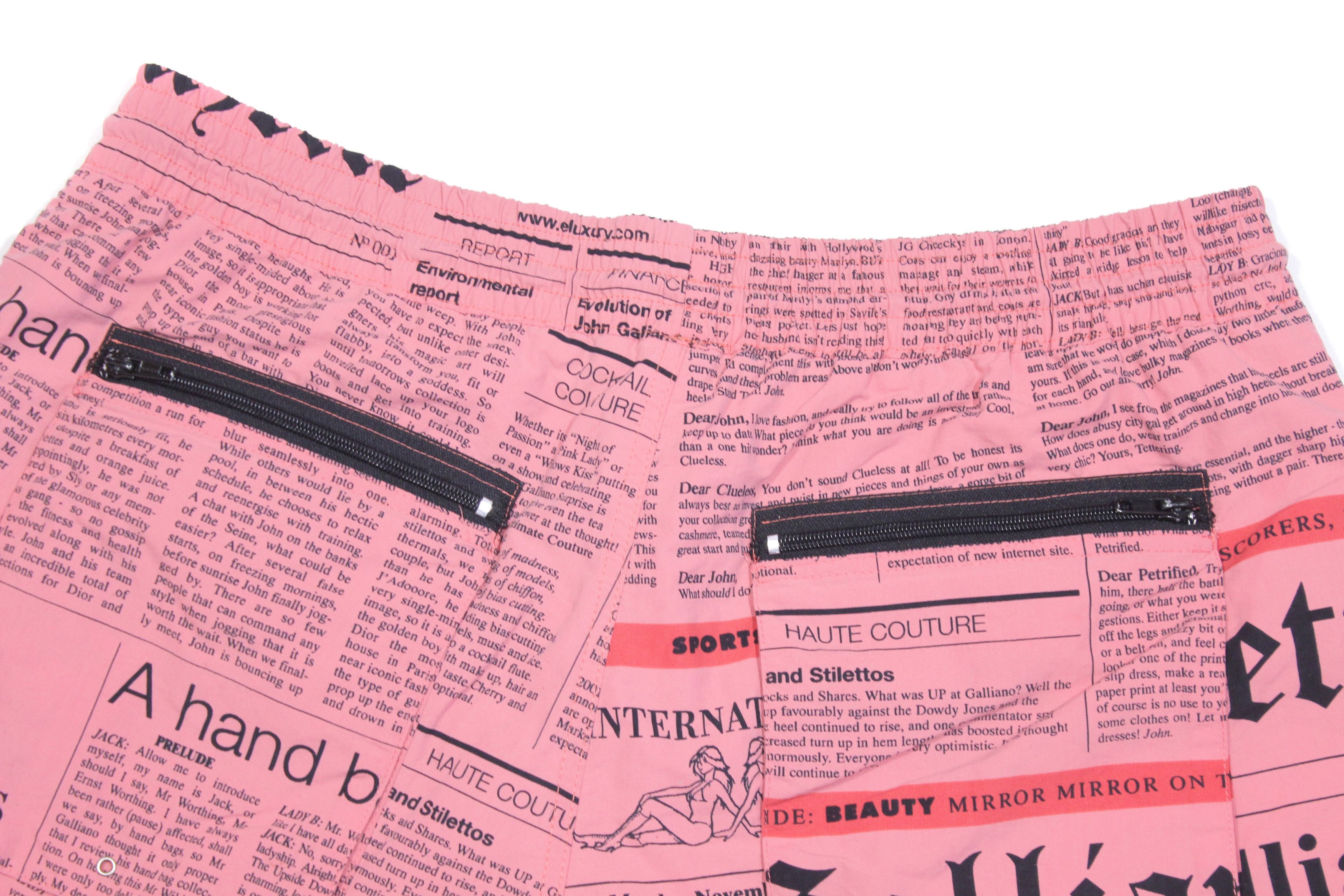 John Galliano Gazette Newspaper Printed Nylon Swim Shorts Size US 34 / EU 50 - 4 Thumbnail