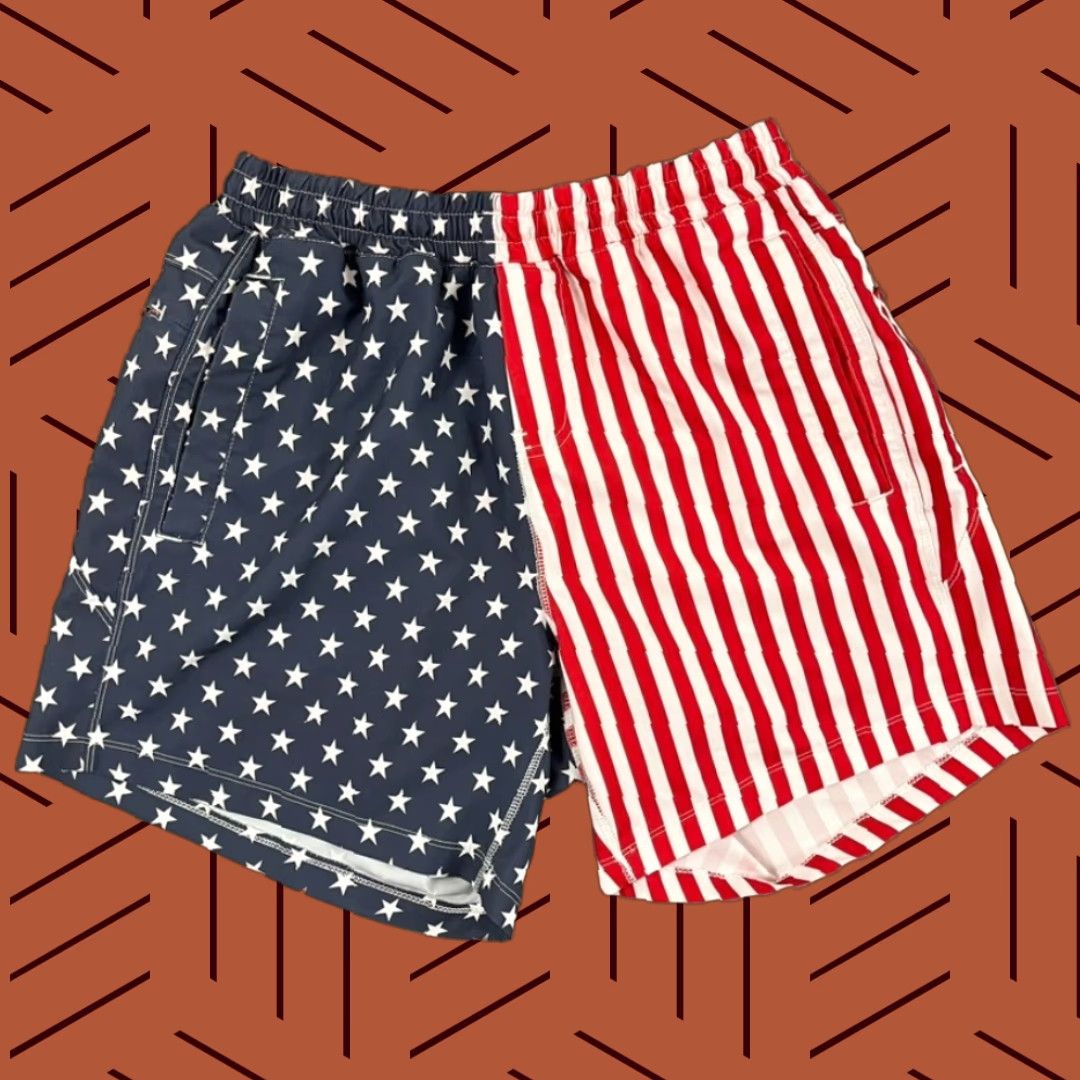 Vintage Freeballers Shorts Mens Medium / 6" Lined Red White Blue USA Flag Star Patriotic Shirt Size US 31 - 1 Thumbnail
