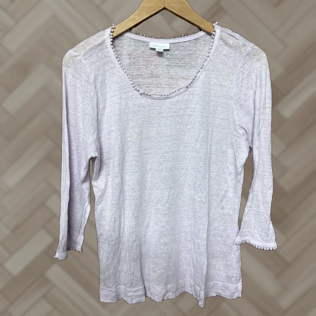 J. Jill J Jill Top Women Petite M 3/4 Sleeve Pink Love Linen Blouse Tunic Size M / US 6-8 / IT 42-44 - 1 Thumbnail