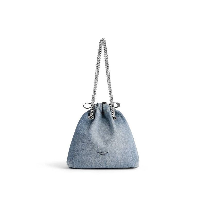 Balenciaga o1tr1nto0526 Size: OS / Crush Small Tote Bag Denim in Blue Size ONE SIZE - 1 Thumbnail
