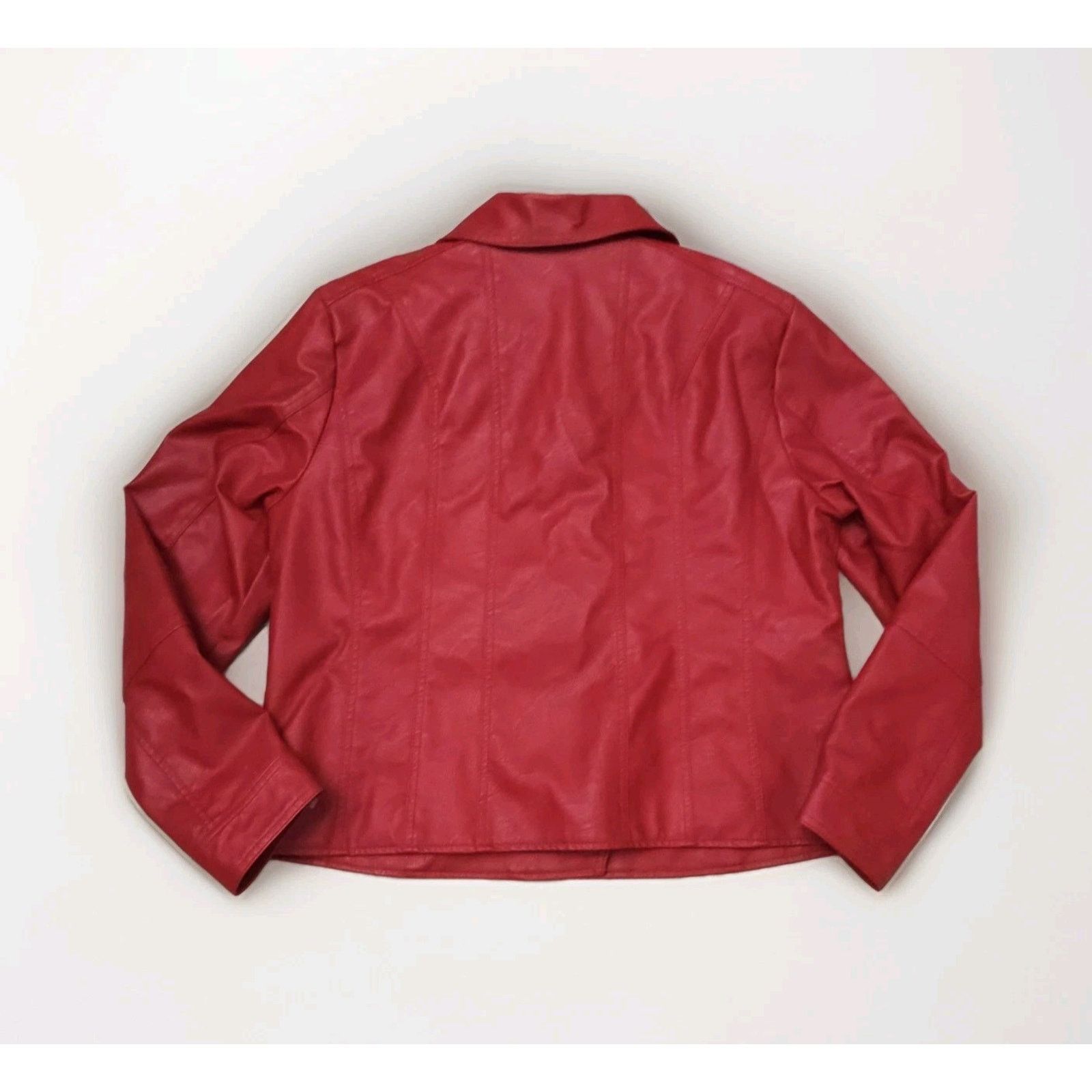 Other Baccini Women's Red Faux Leather Moto Biker Jacket XL Size XL / US 12-14 / IT 48-50 - 4 Thumbnail