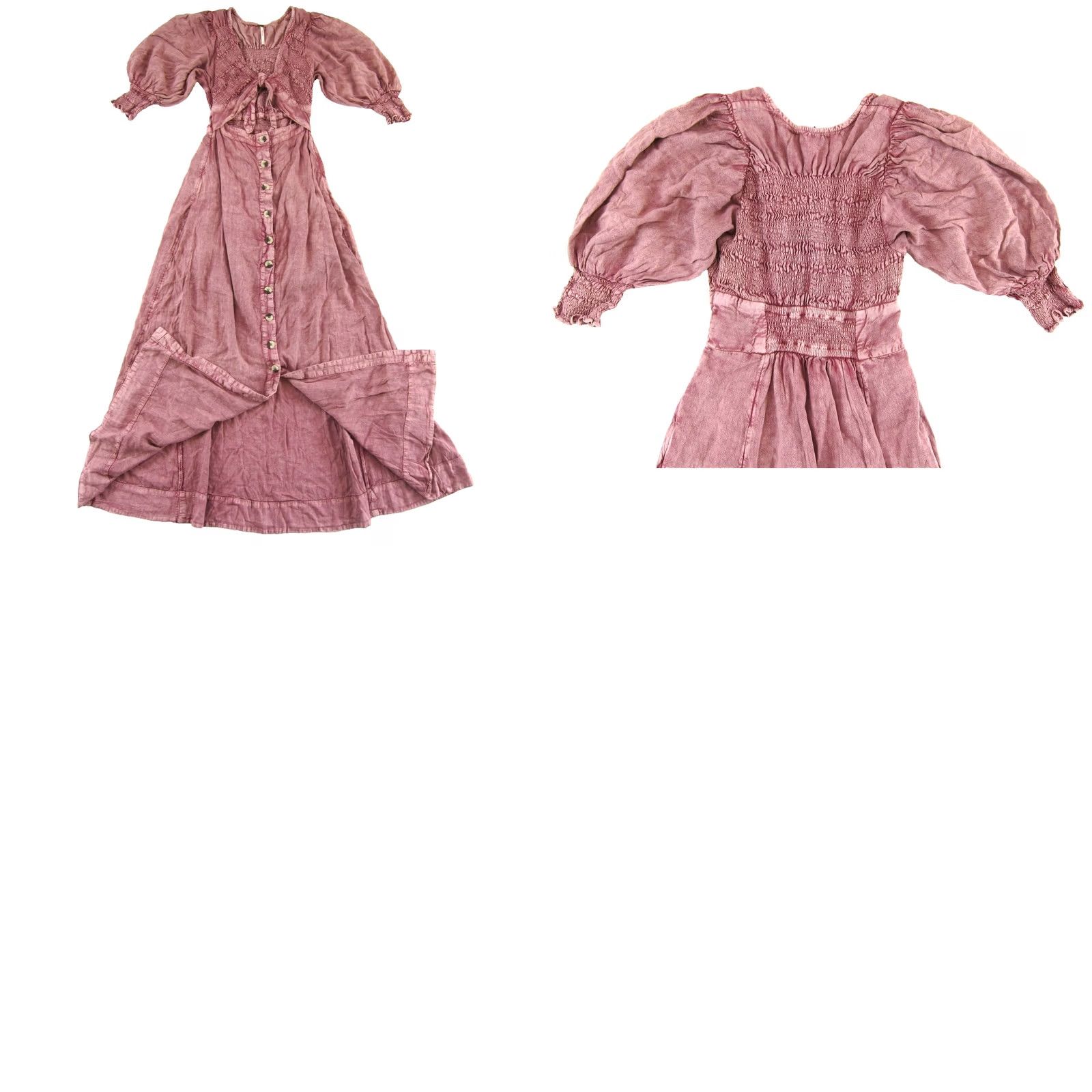 Free People Free People Pink Front Tie Long Maxi Dress XS Shirt Womens Size XS / US 0-2 / IT 36-38 - 8 Thumbnail