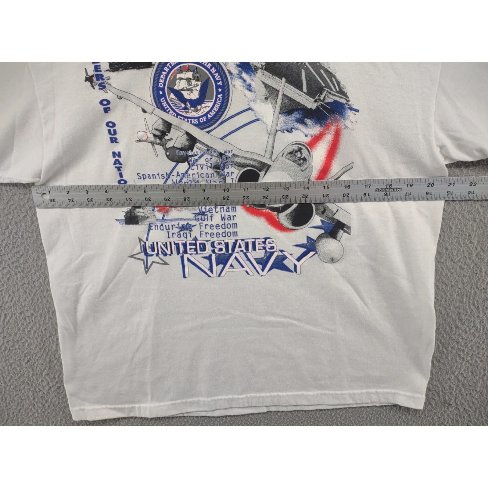 Jerzees VINTAGE United States Navy Graphic T-Shirt Men L Jerzees White Cotton Air Waves Navy Graphic Print 90s Size US L / EU 52-54 / 3 - 4 Thumbnail
