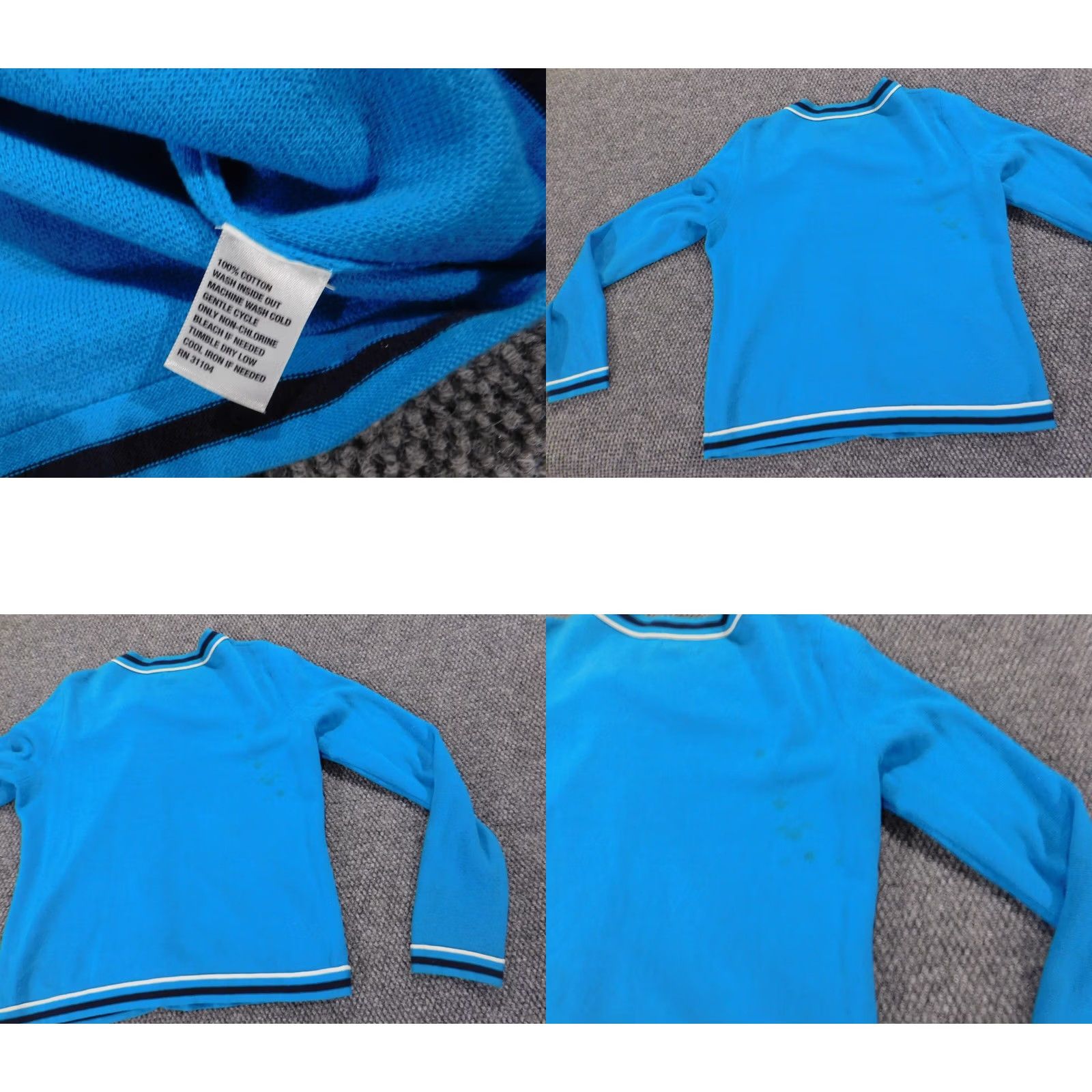 Vintage Crown & Ivy Womens Cardigan Sweater PL Petites Blue Crew Neck Button Stretch Raglan Long Sleeve Knit Cotton Regular Size L / US 10 / IT 46 - 8 Thumbnail