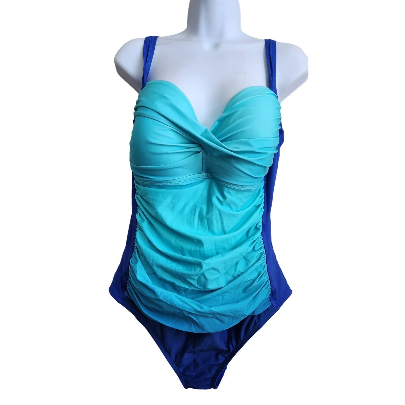 Other Sonnet Shores Blue Teal Pleated One Piece Swim Suit 18W Plus Size 36" / US 14 / IT 50 - 1 Thumbnail