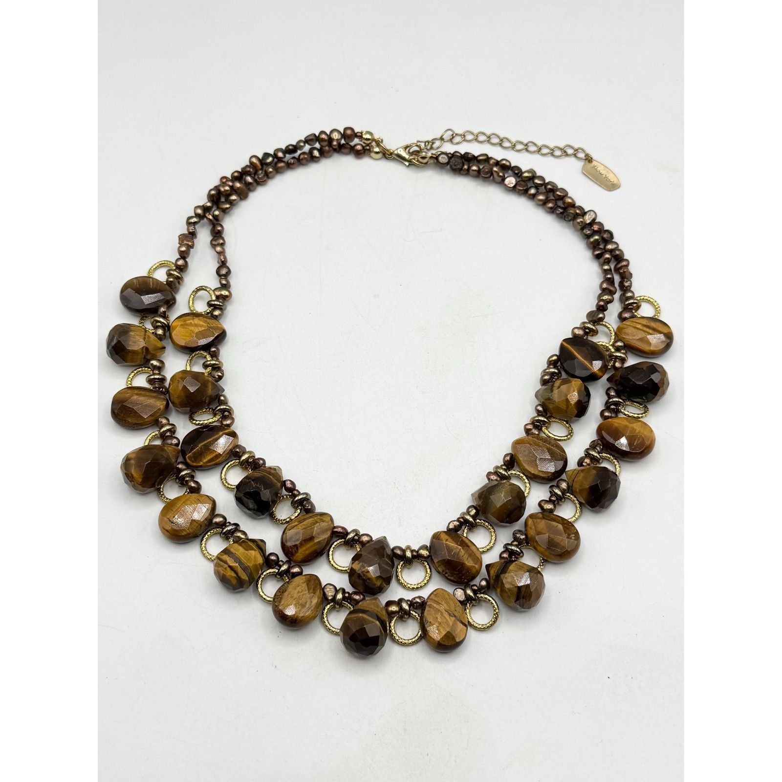 Vintage Vintage brown stone double strand beaded necklace Size ONE SIZE - 2 Thumbnail