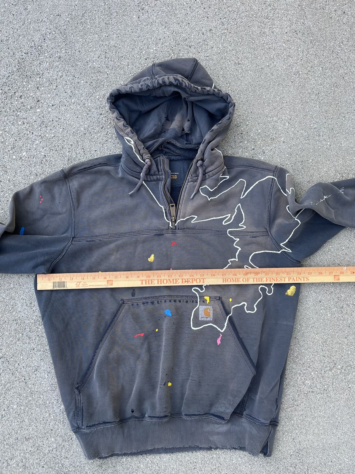 Carhartt Custom Carhartt Hoodie Sun Fade Thrashed Distressed 1/4 Zip Size US L / EU 52-54 / 3 - 8 Thumbnail