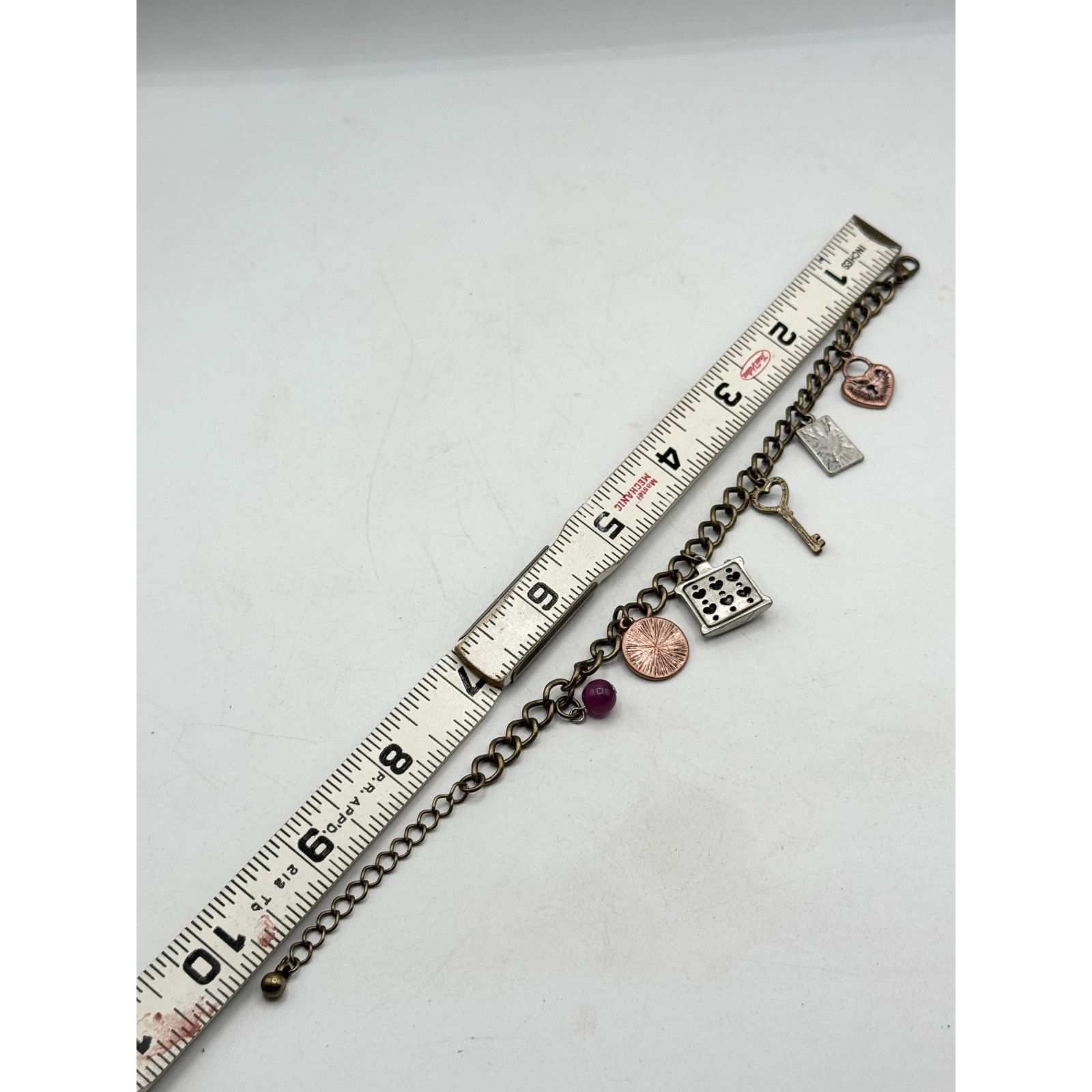 Other Gold rhinestone coin key heart rhinestone charm bracelet Size ONE SIZE - 4 Thumbnail