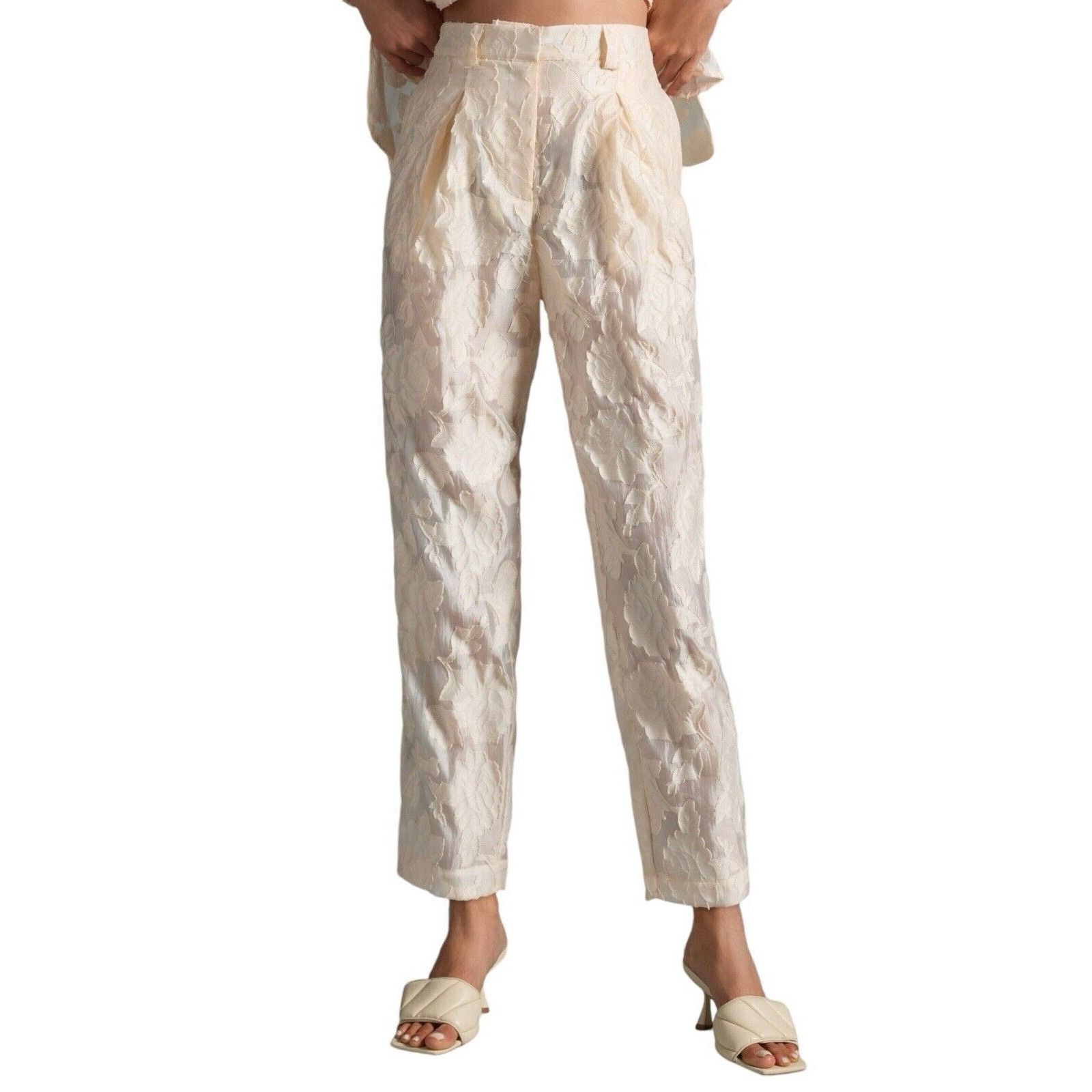 Anthropologie Stella Nova Anthropologie Jill Jacquard Pants Floral Size 2 Size 26" / US 2 / IT 38 - 2 Thumbnail