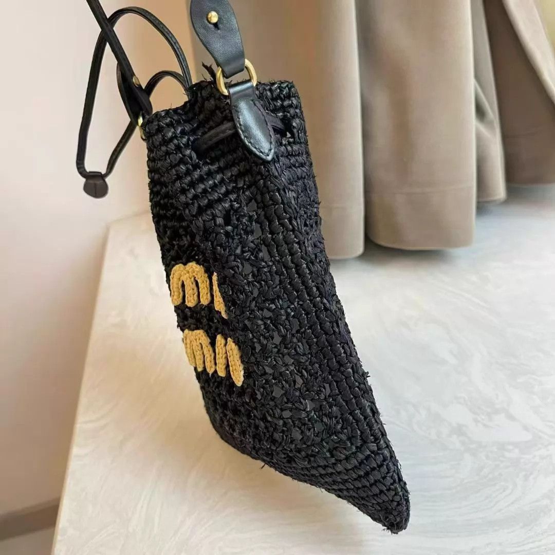Miu Miu MIU MIU Mini Straw Black Bag Like New M655 Size ONE SIZE - 3 Thumbnail