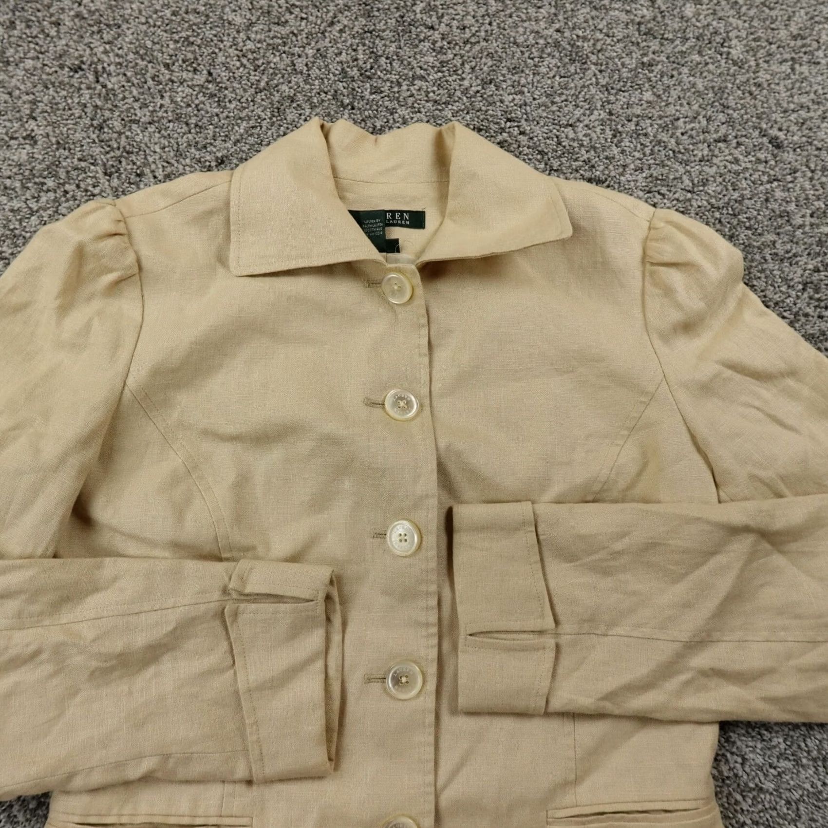 Ralph Lauren Ralph Lauren Jacket Womens 6 Beige Linen Button Blazer Overcoat Blazer overcoat Blazer over coat Size M / US 6-8 / IT 42-44 - 2 Thumbnail