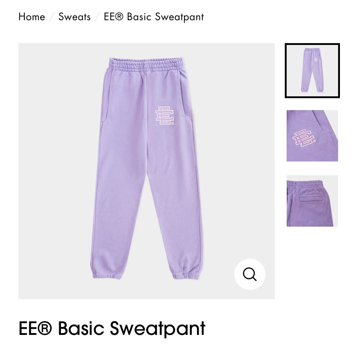 image of Eric Emanuel Lavender Ee Embroidered Sweatpants Large, Men's (Size 32)