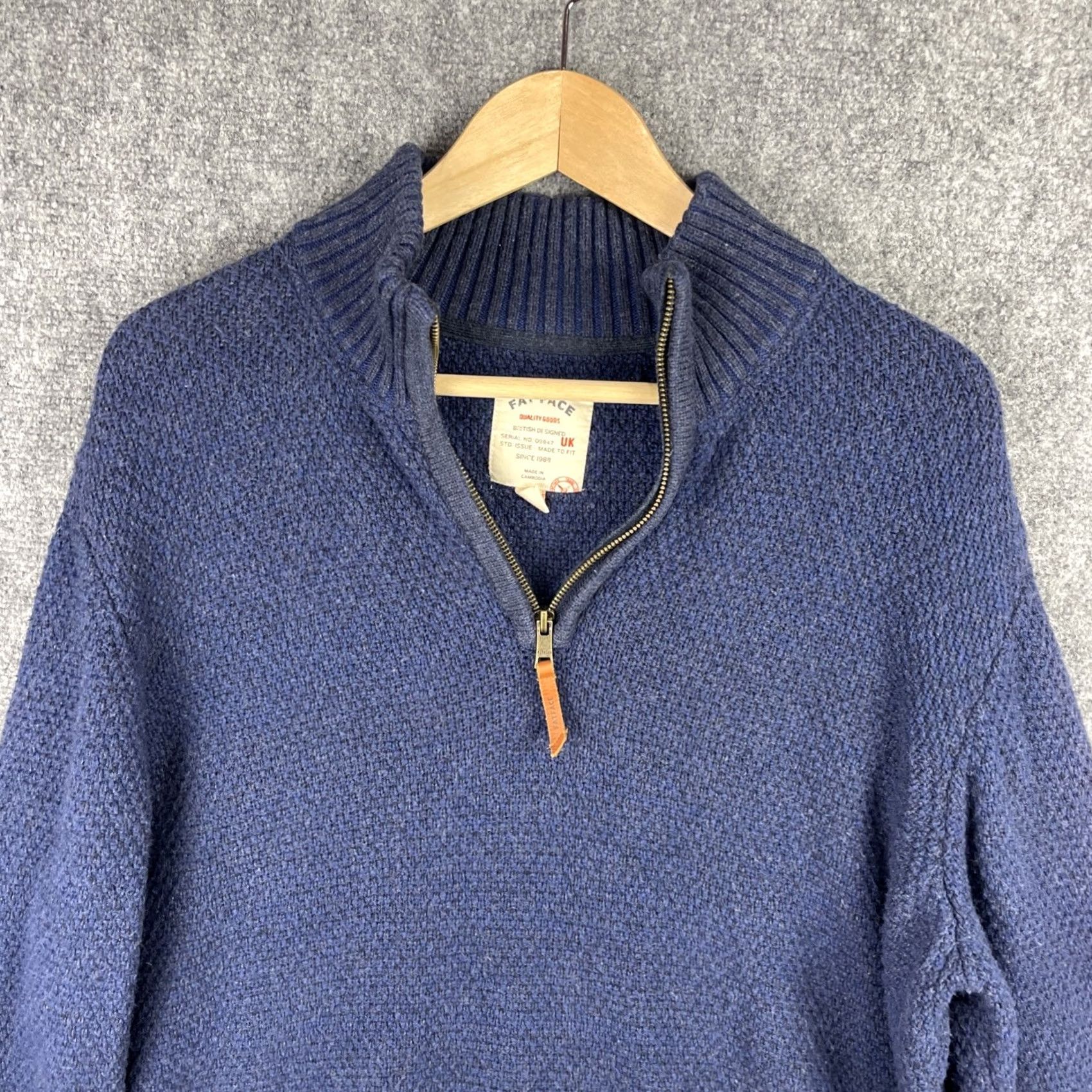 FatFace FatFace Sweater Mens XL Navy Blue Half Zip Knit Wool Blend Pullover Long Sleeve Size US XL / EU 56 / 4 - 3 Thumbnail
