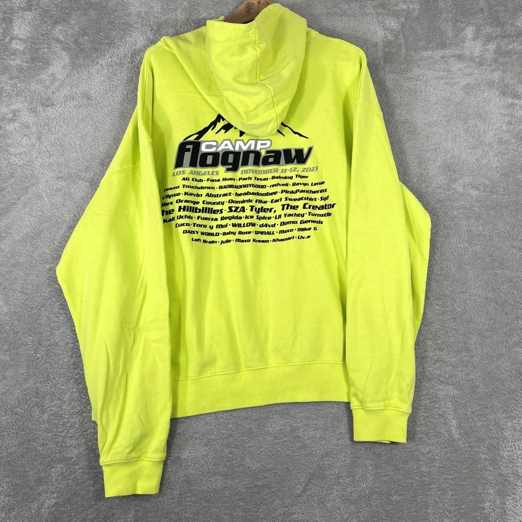 Golf Wang Camp Flog Gnaw 2023 Lineup Hoodie Mens Large Neon Yellow Golf Wang Graphic Logo Size US L / EU 52-54 / 3 - 2 Thumbnail