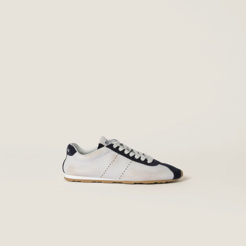 Miu Miu o1B3y1r0526 Padded Nappa Leather And Suede Sneakers Size US 8 / IT 38 - 1 Thumbnail