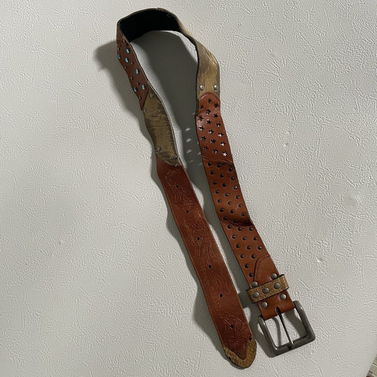 If Six Was Nine Y2k snake skin fur studded leather belts kapital style Size ONE SIZE - 2 Thumbnail