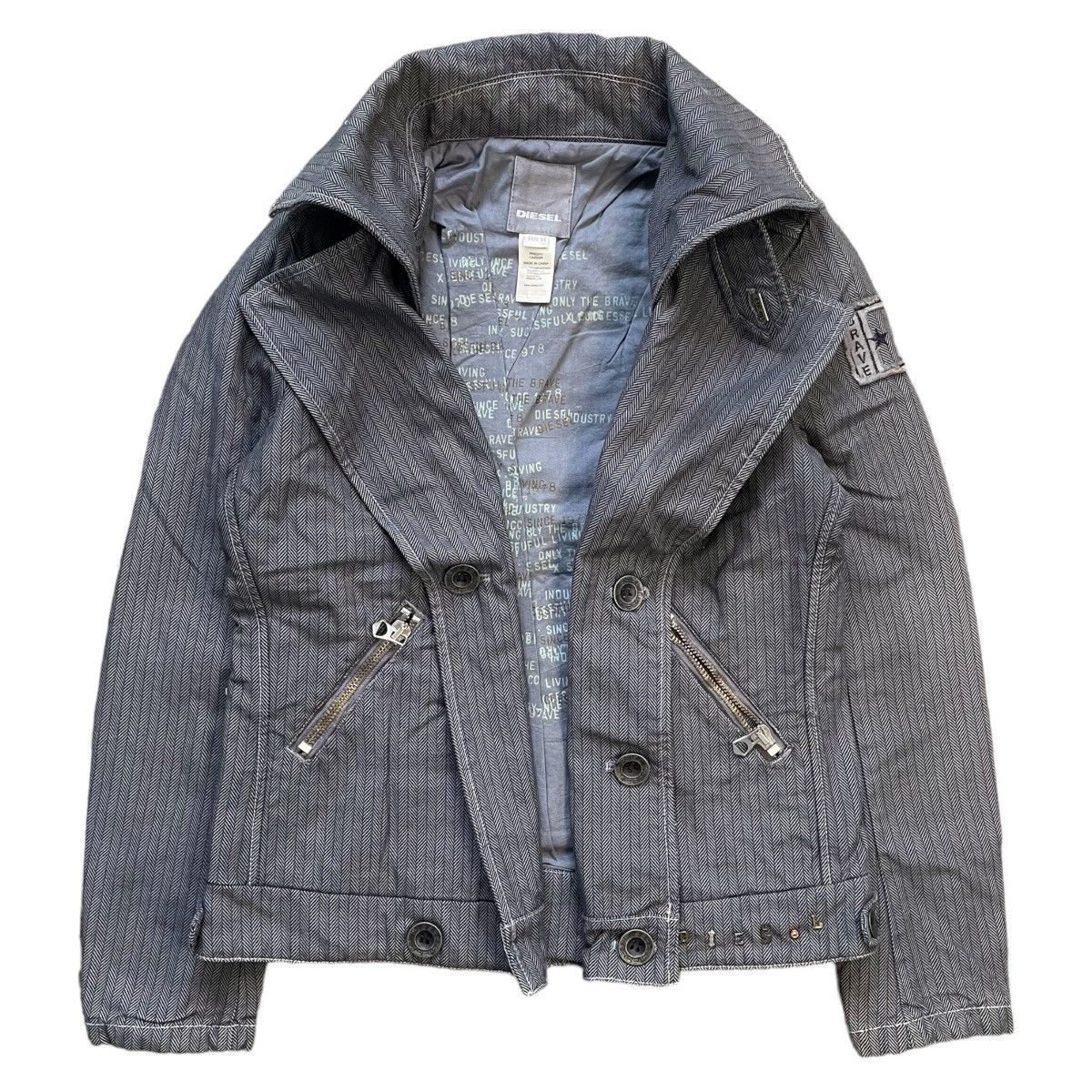 Diesel × Vintage VINTAGE Y2K DIESEL HERRINGBONE PEA COAT Size XS / US 0-2 / IT 36-38 - 1 Thumbnail