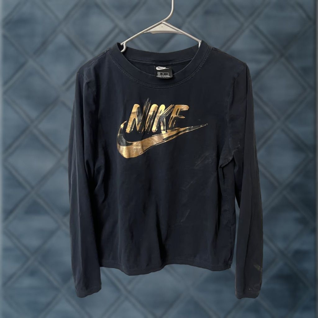 Nike Nike Long Sleeve T-Shirt Black/Metallic Gold Men's Medium Size US M / EU 48-50 / 2 - 1 Thumbnail