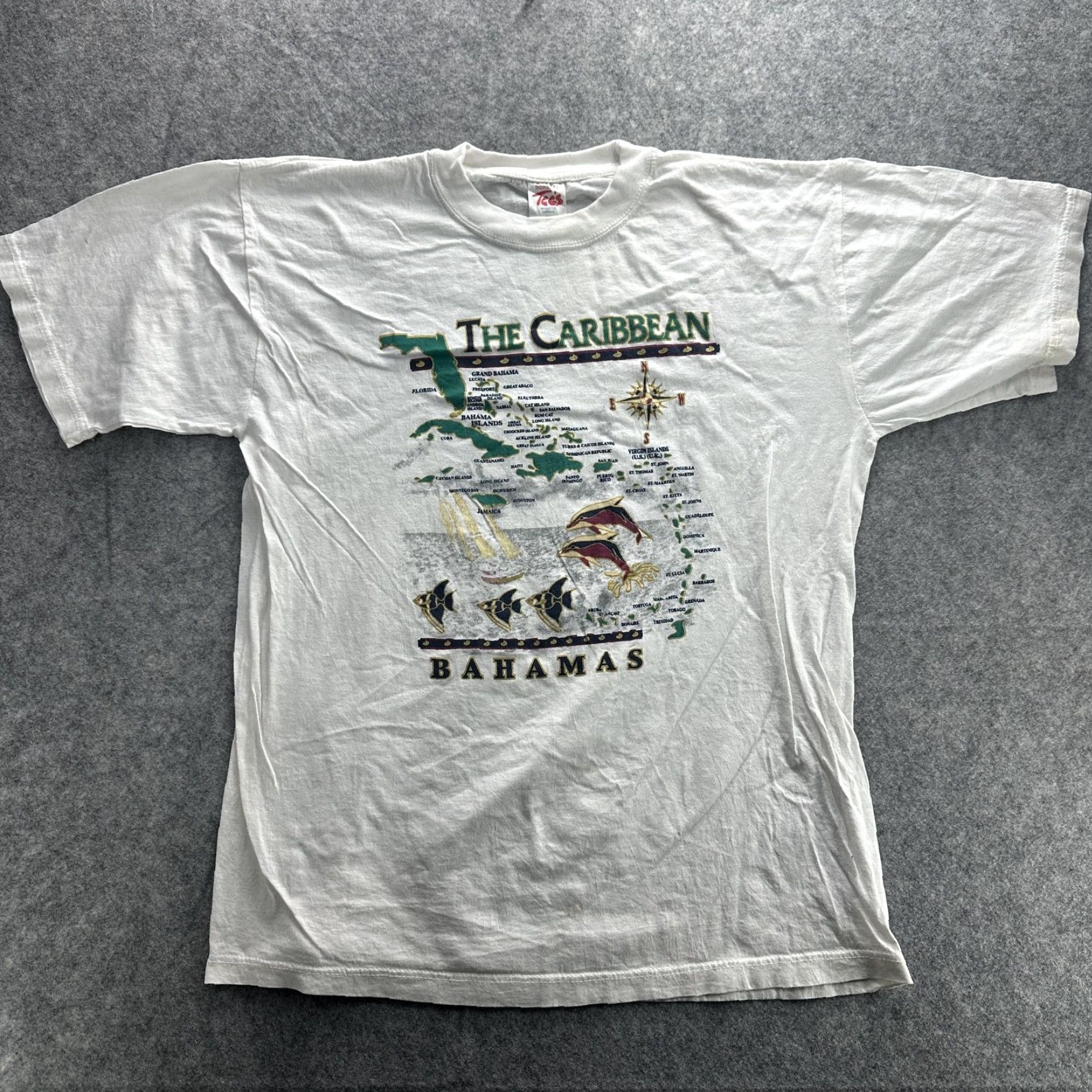 Vintage VINTAGE Bahamas Caribbean Shirt Mens XL White Map Graphic Tee 90s T-Shirt Travel Graphic Print Mens XL/White/Bahamas Map 90s Size US XL / EU 56 / 4 - 2 Thumbnail