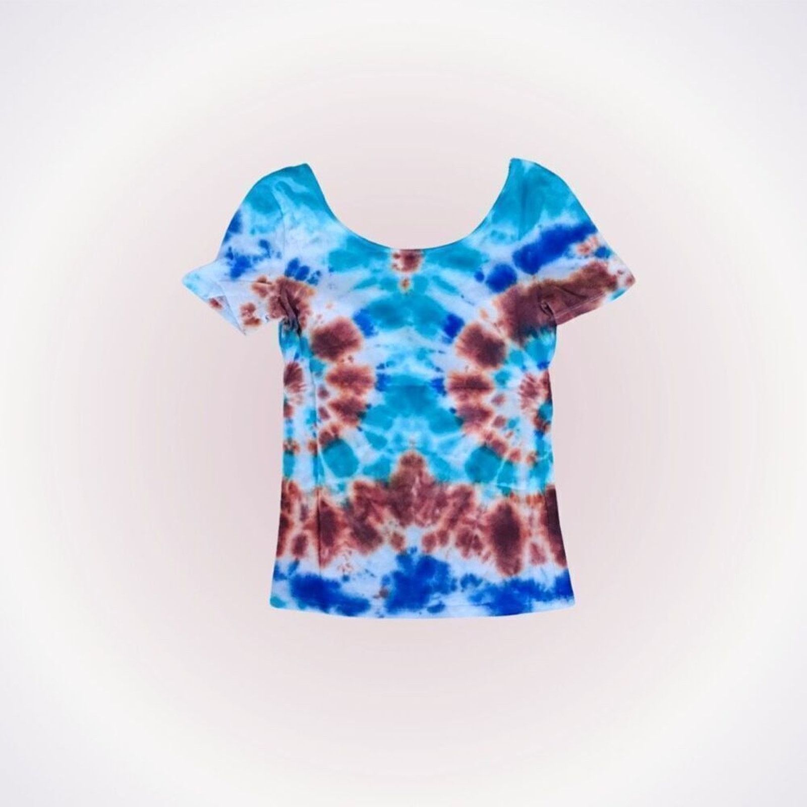 Other Blue and Brown Tie-Dye Short Sleeve Shirt | Sz S (NO TAG) Size S / US 4 / IT 40 - 1 Thumbnail