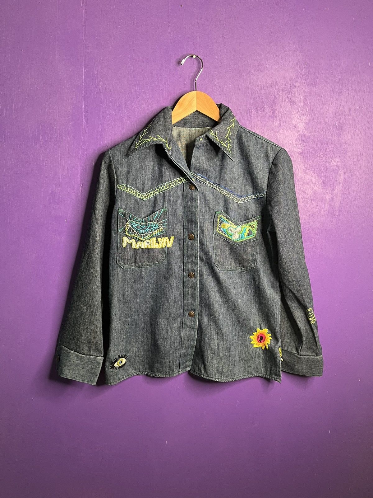 Vintage Vintage 80s Marilyn embroidered denim shirt/jacket Size M / US 6-8 / IT 42-44 - 1 Thumbnail