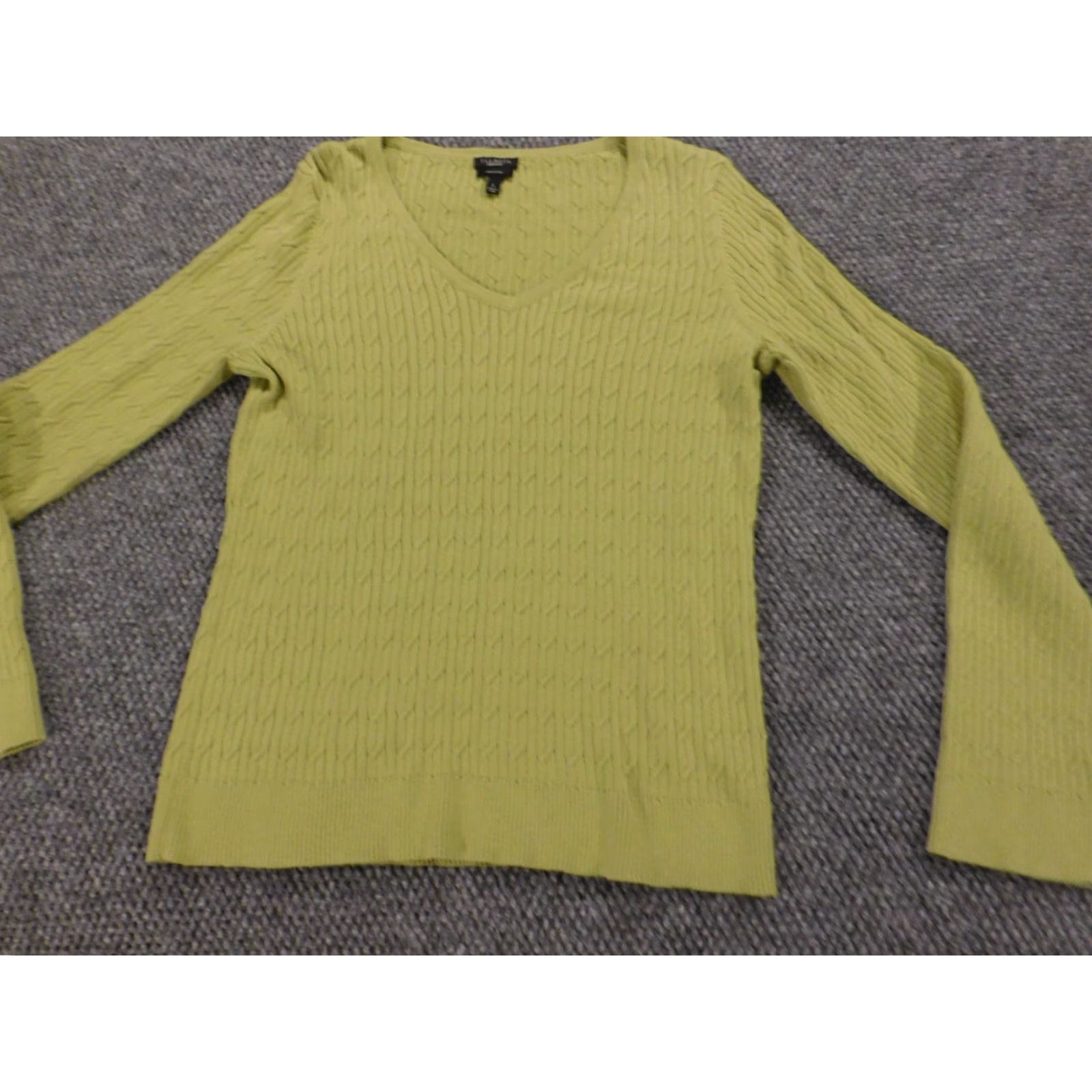 Talbots Talbots Sweater Pullover Womens Large Green V-Neck Casual Knit Stretch Ruffle Modern Size L / US 10 / IT 46 - 3 Thumbnail