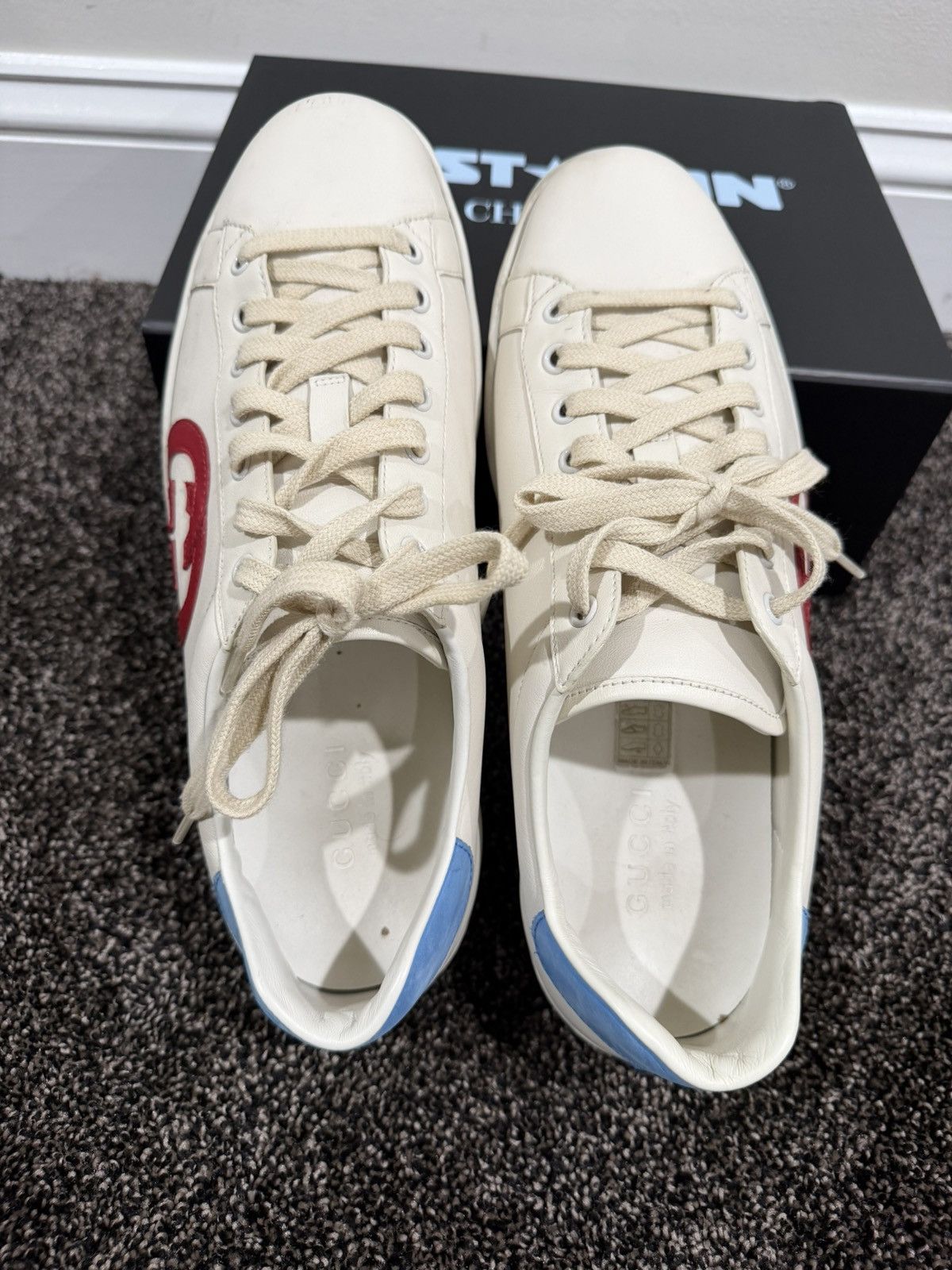 Gucci Gucci Ace Interlocking GG Red Logo / White Lowtop Sneakers Size US 10 / EU 43 - 7 Thumbnail