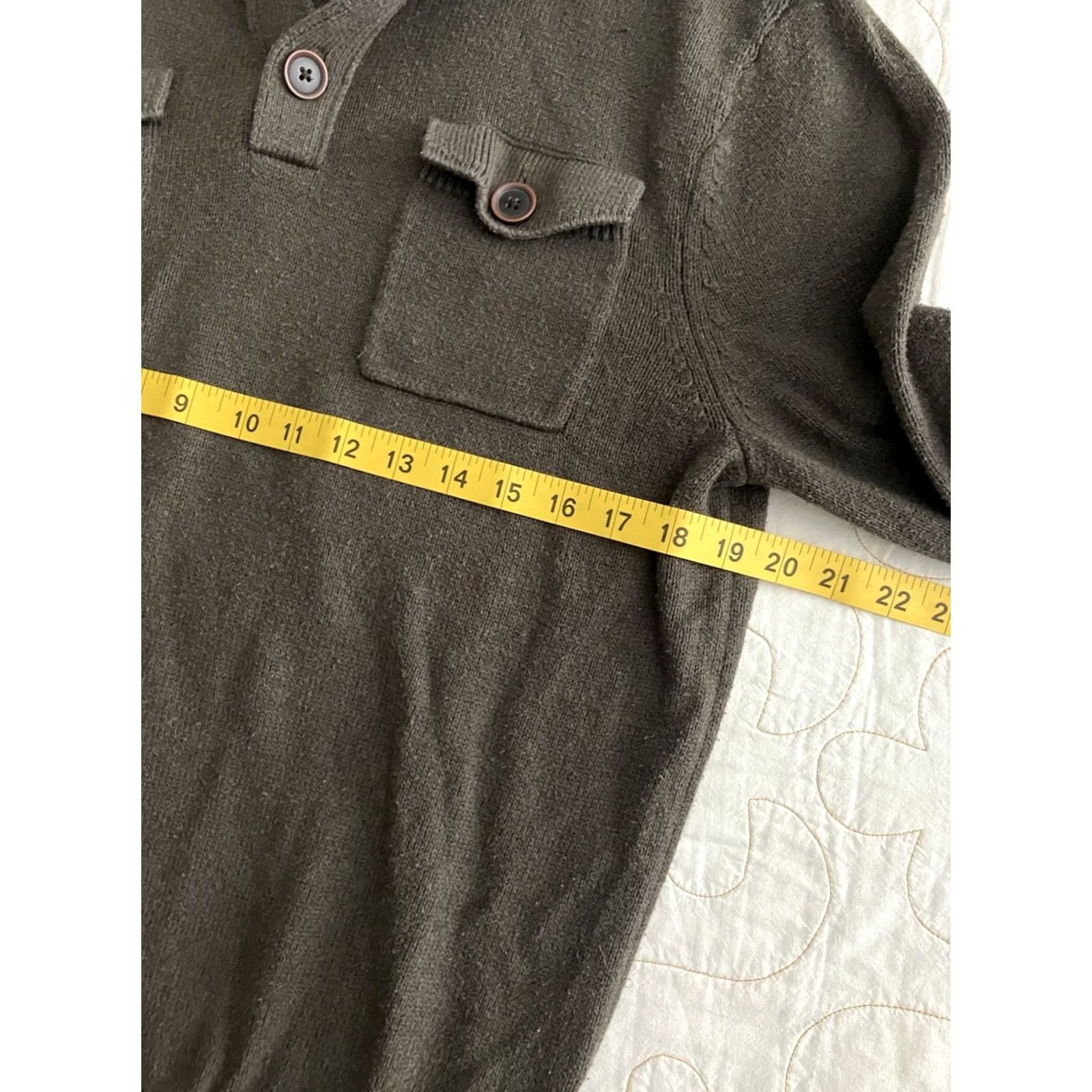 Banana Republic Banana Republic Sweater Mens M Brown Mock Neck Button Henley Pockets Knit Cotton All Seasons Size US M / EU 48-50 / 2 - 2 Thumbnail