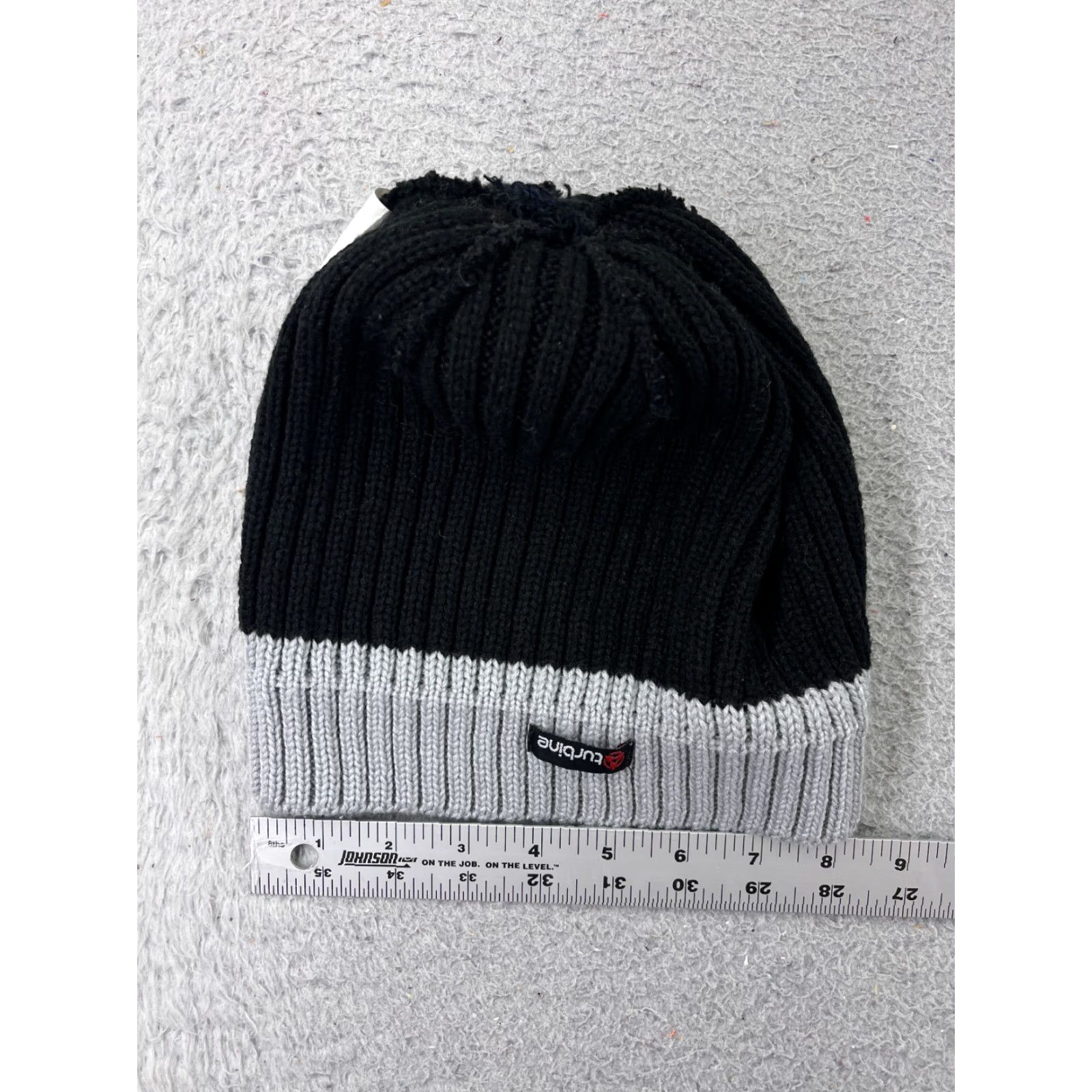 Vintage Turbine Beanie Adult One Size Black Gray Cable Knit 100% Acrylic Pom Vintage No (if applicable) Mens Beanie Size ONE SIZE - 5 Thumbnail