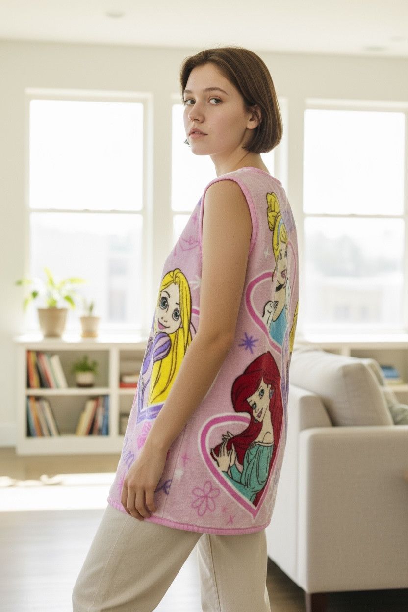 Disney DOPE❤️Vintage Disney PRINCESS Character Fluffy Fleece Vest Size US S / EU 44-46 / 1 - 2 Thumbnail