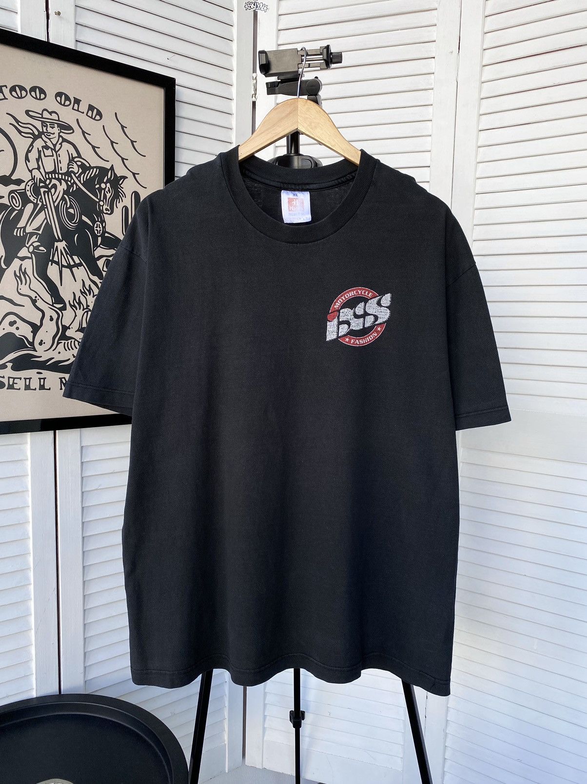 Hanes × Vintage Vintage IXS Motorcycle Faded Style Tee Shirt Size US XL / EU 56 / 4 - 2 Thumbnail