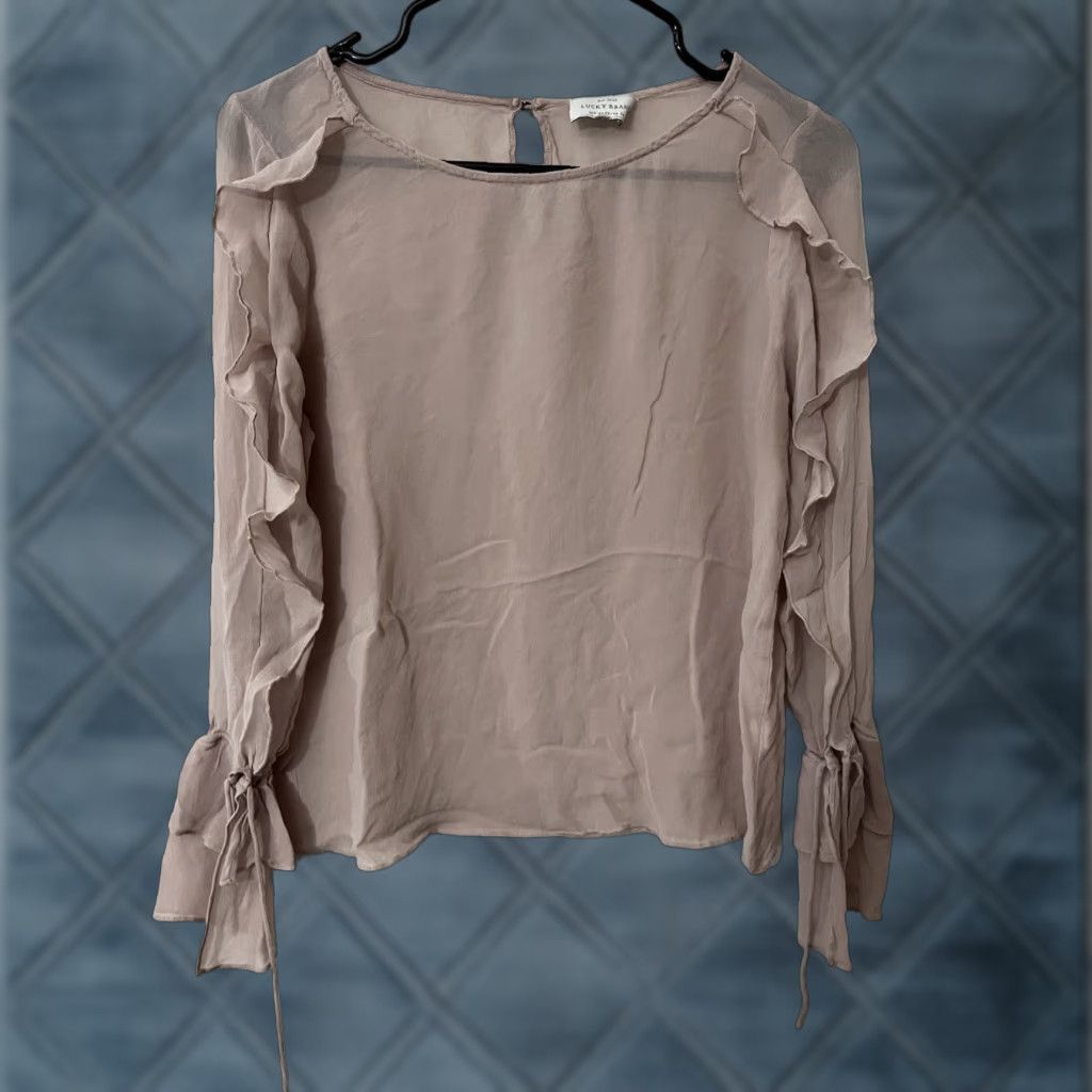 Lucky Brand Lucky Brand Sheer Pink Blouse Long Sleeve Round Neck Size Small Womens Size S / US 4 / IT 40 - 1 Thumbnail