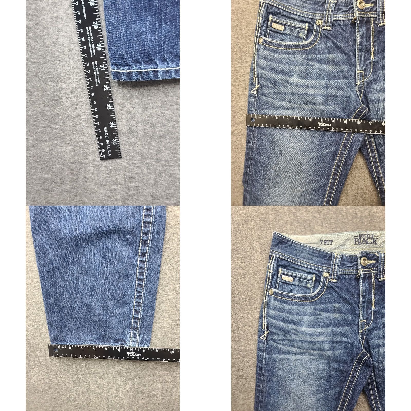 Buckle Black Buckle Black 7 Fit Mens Jeans 32x32 Medium Wash Straight Leg Heavy Thick Stitch Size US 32 / EU 48 - 8 Thumbnail