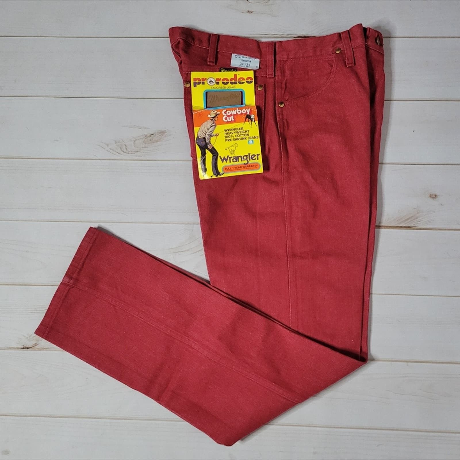 image of Wrangler Vintage 80's Deadstock Red Wranlgers 13Mwzdr, Size 34X34, Men's