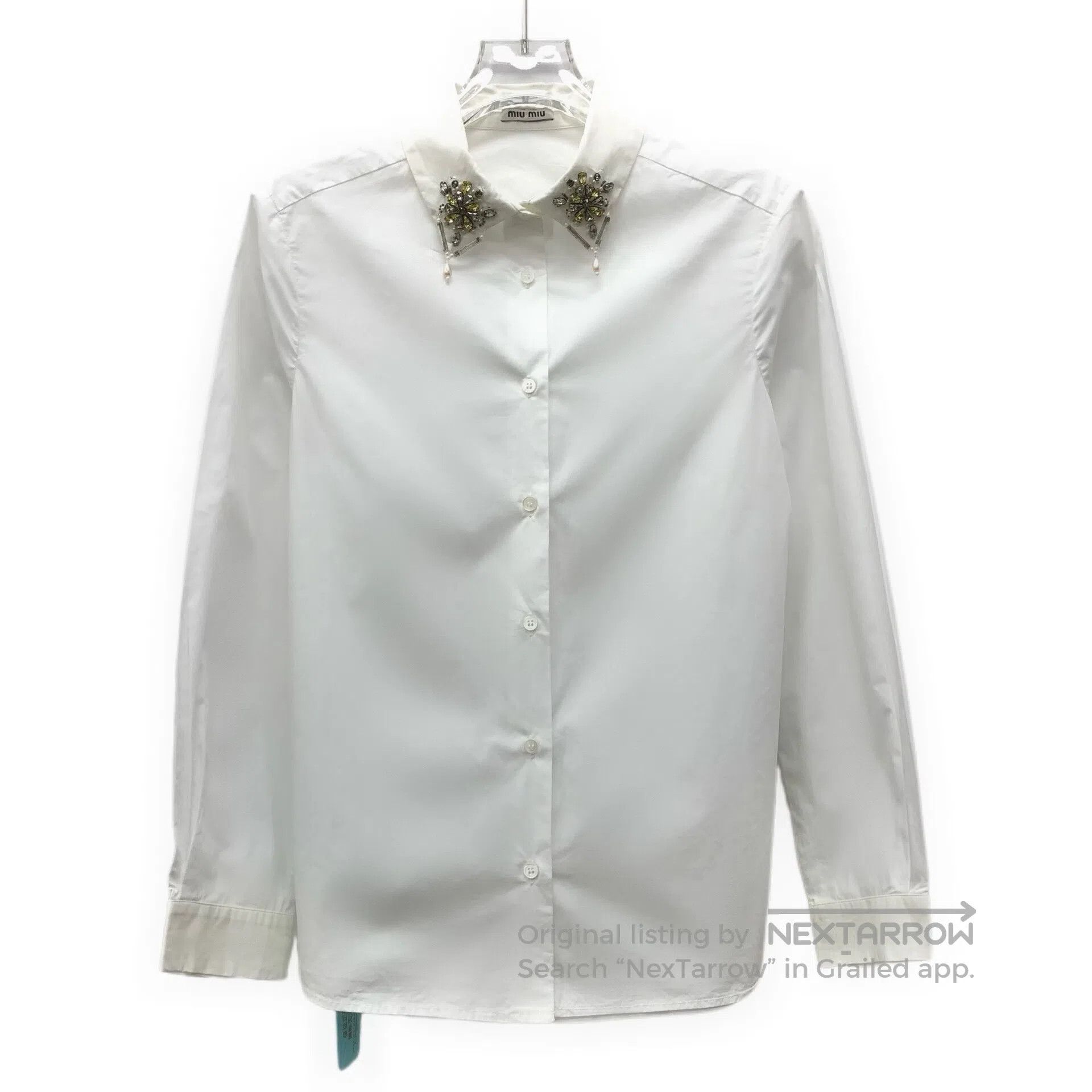 Miu Miu Miu Miu White collar diamond-studded design cotton collar Size XS / US 0-2 / IT 36-38 - 1 Thumbnail