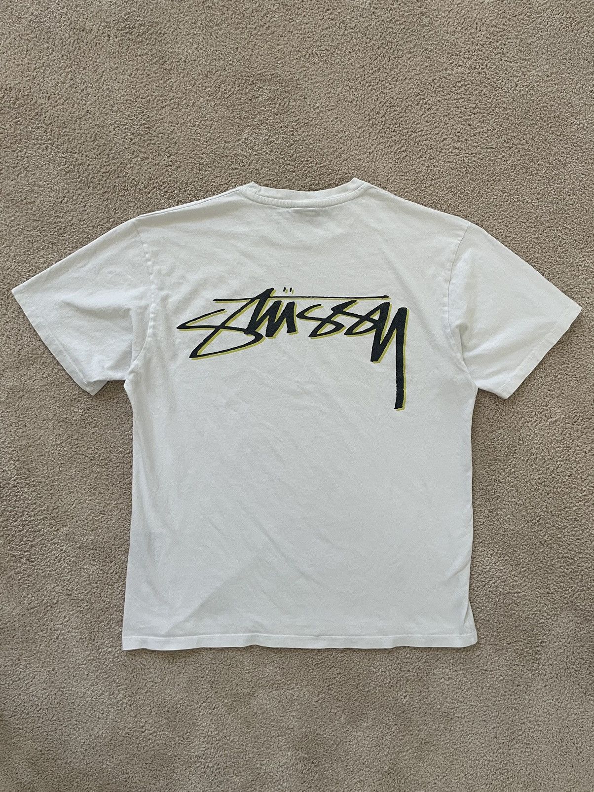 Our Legacy Stussy x Our Legacy Yin-Yang Drop Shadow Pig. Dyed tee white ...