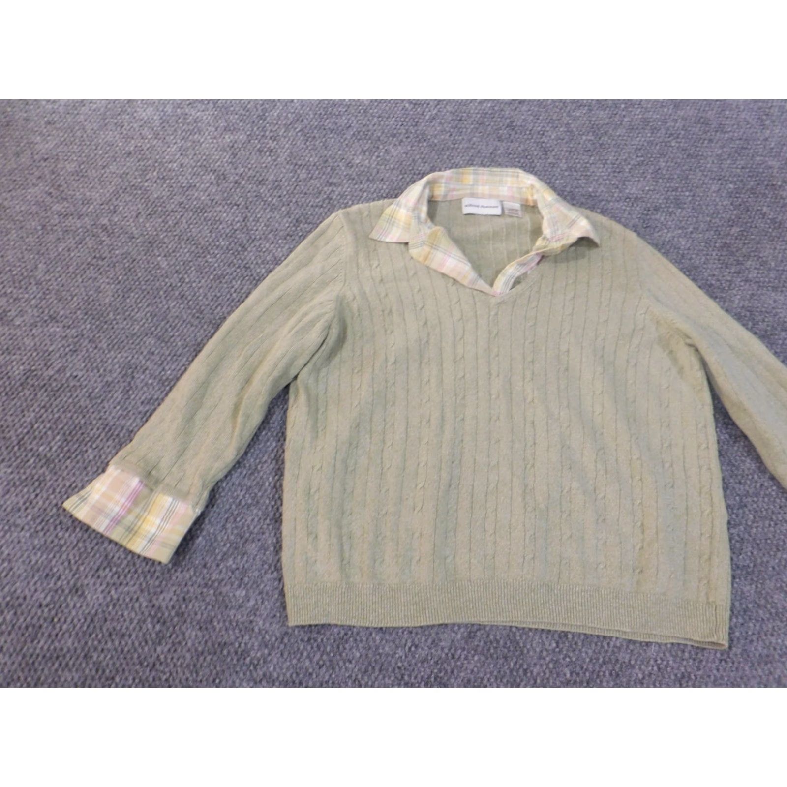 Vintage Alfred Dunner Sweater L Green Raglan Sleeve Collared Knit Pullover Women Modern Casual Size L / US 10 / IT 46 - 3 Thumbnail