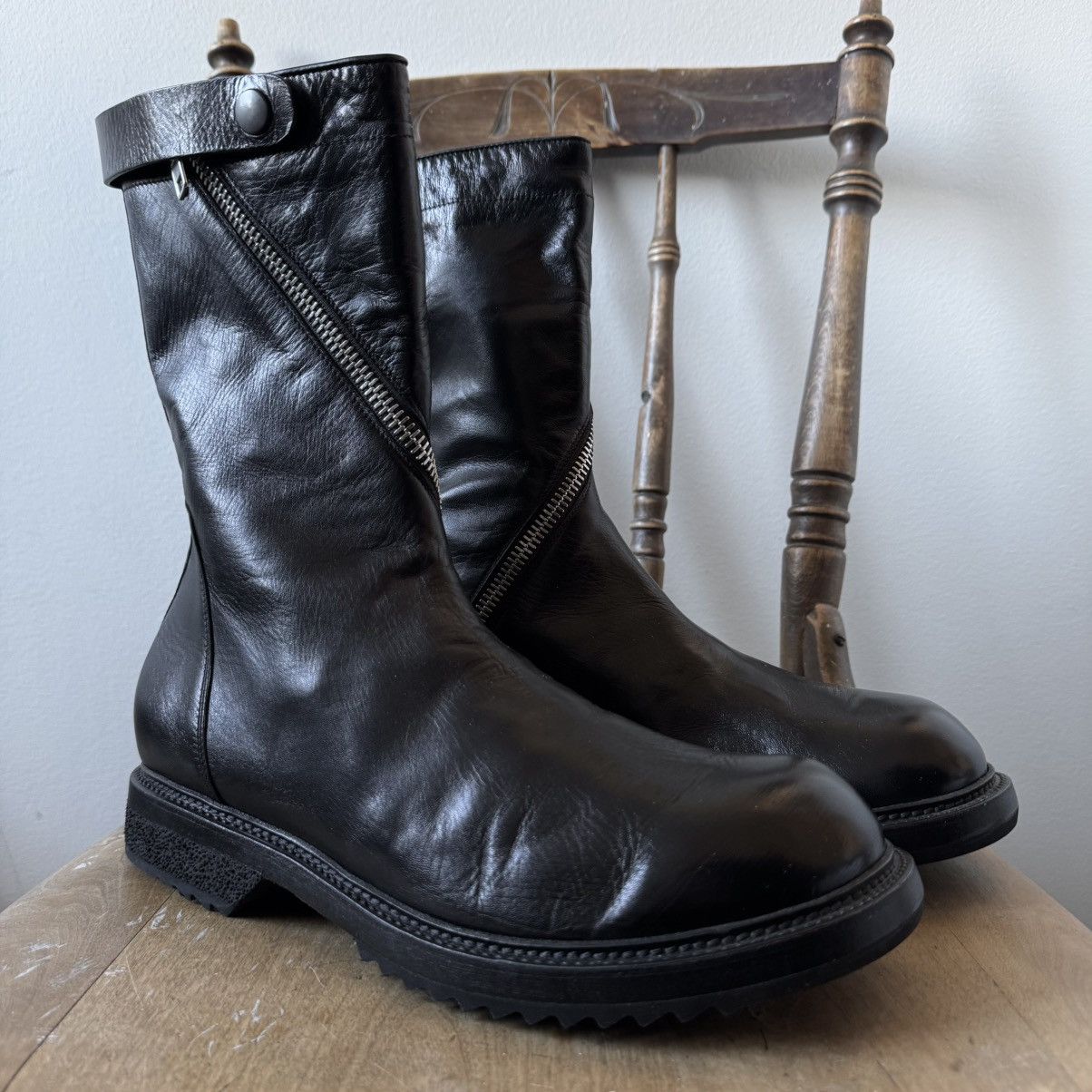Rick Owens FW11 Limo Mega spiral zip boots | Grailed
