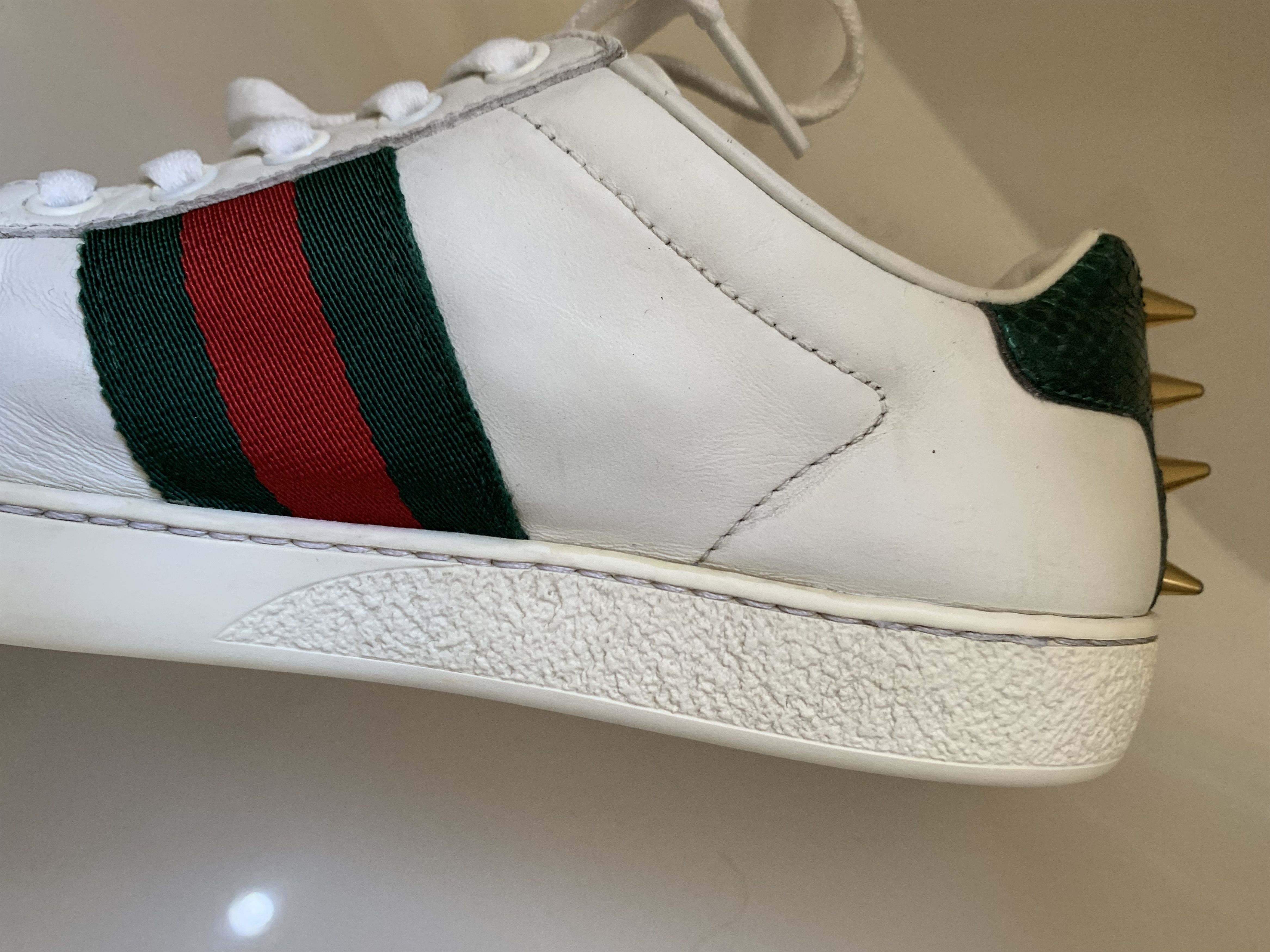 Gucci Gucci White Leather Pearl Studded Ace Low Sneakers EU 35 Size US 5 / IT 35 - 21 Thumbnail