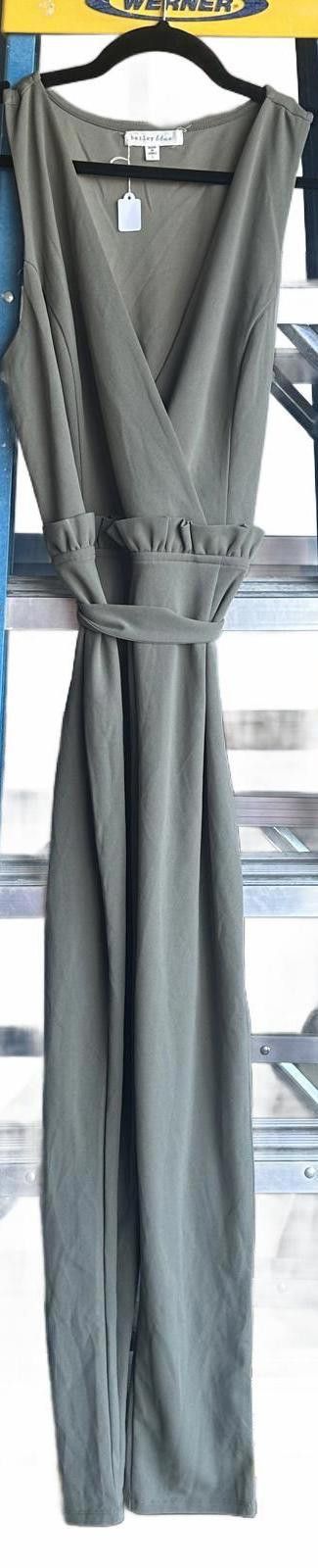 Designer Bailey Blue Olive Green Jumpsuit - Size L Size 36" / US 14 / IT 50 - 1 Thumbnail