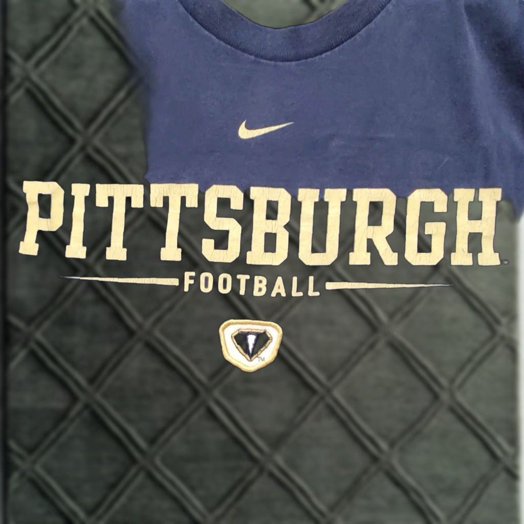 Nike VINTAGE Nike Pitt Panthers T Shirt Center Swoosh Grey Tag Large Pittsburgh L Blue Mens Sports Classic 90s Size US L / EU 52-54 / 3 - 1 Thumbnail