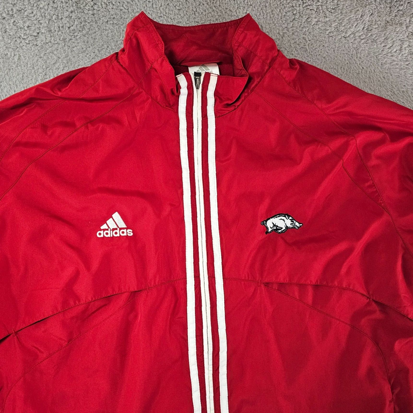 Adidas VINTAGE adidas Jacket Mens XL Windbreaker Full Zip Arkansas Razorbacks Red Size US XL / EU 56 / 4 - 2 Thumbnail