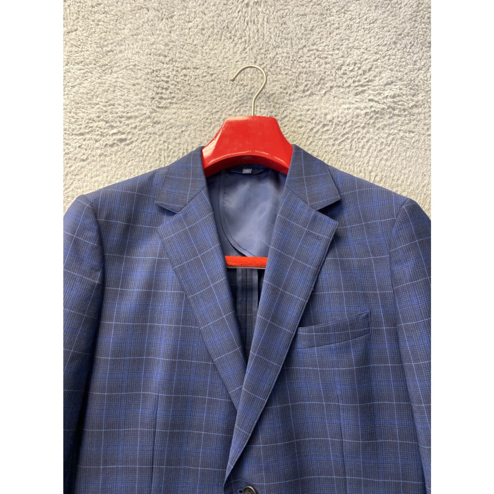 Bonobos Bonobos Men Blazer Slim Fit Windowpane Wool Elastane Navy 40R Business Casual Formal Size 40R - 2 Thumbnail