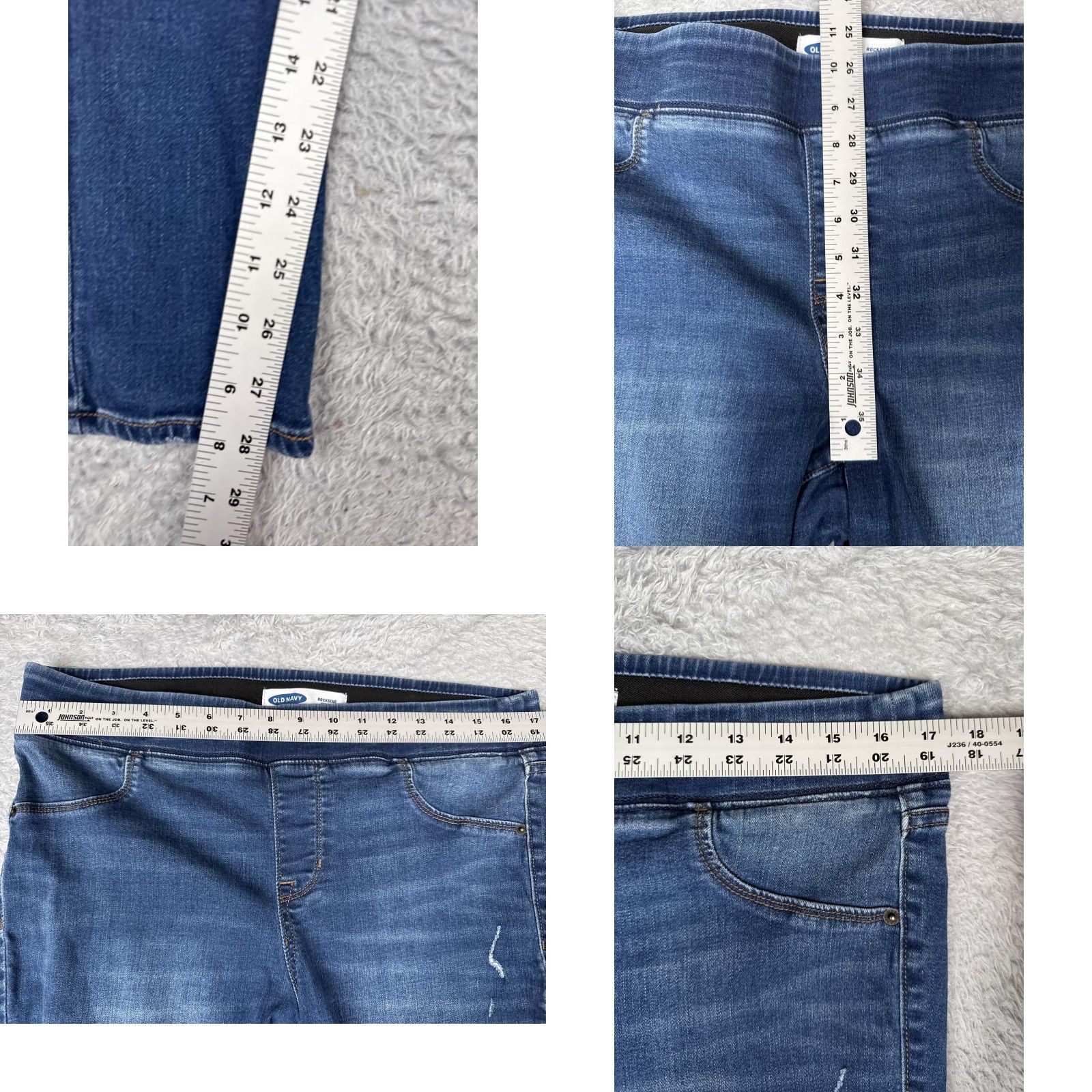 Old Navy Old Navy Jeans Womens 14 Blue Rockstar Jeggings Distressed Pull-On Skinny Ankle Size 36" / US 14 / IT 50 - 8 Thumbnail