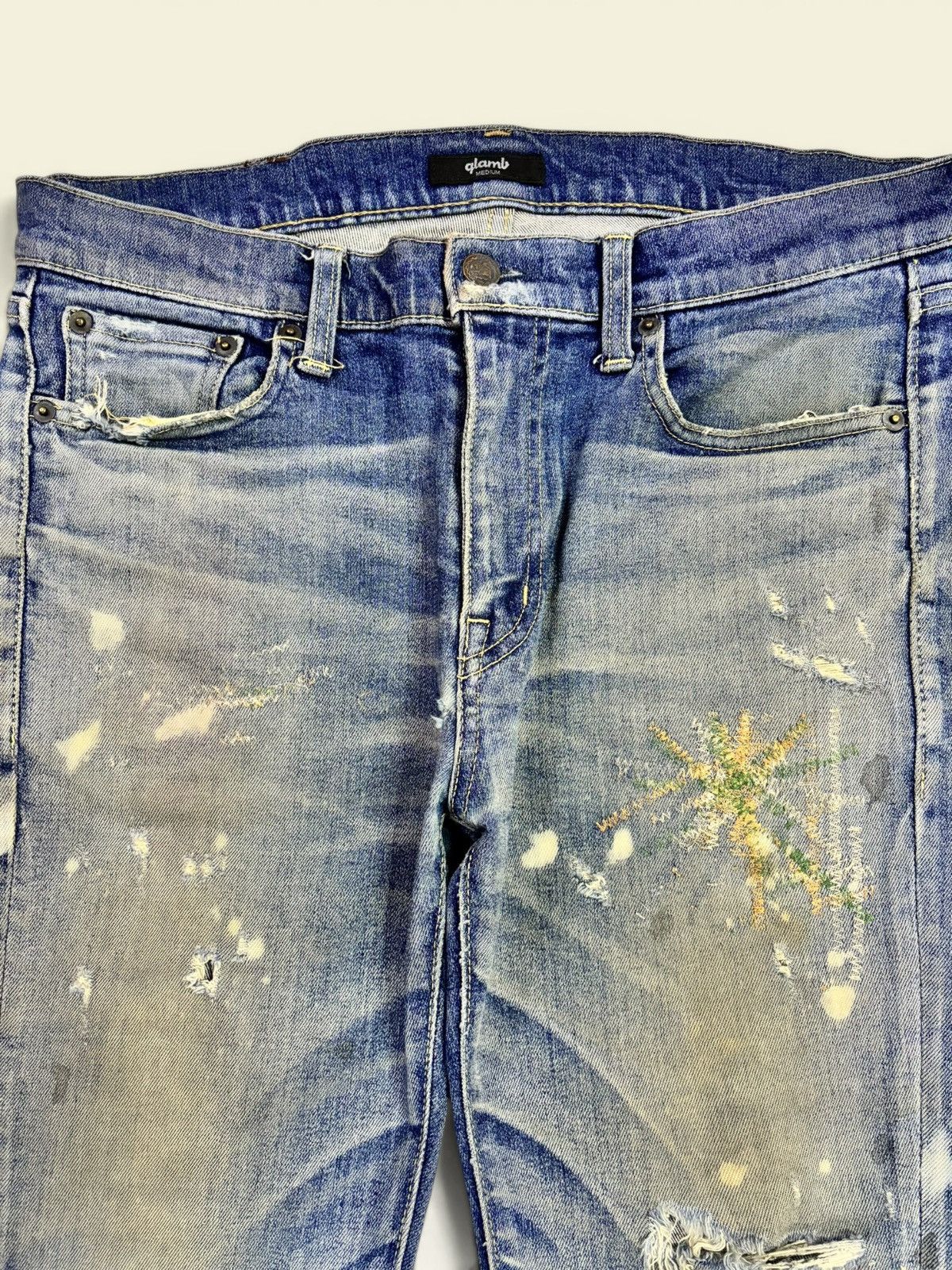 Hysteric Glamour Japan Glamb Sparkler Embroidered Splatter Punk Skinny Jeans Size US 32 / EU 48 - 5 Thumbnail