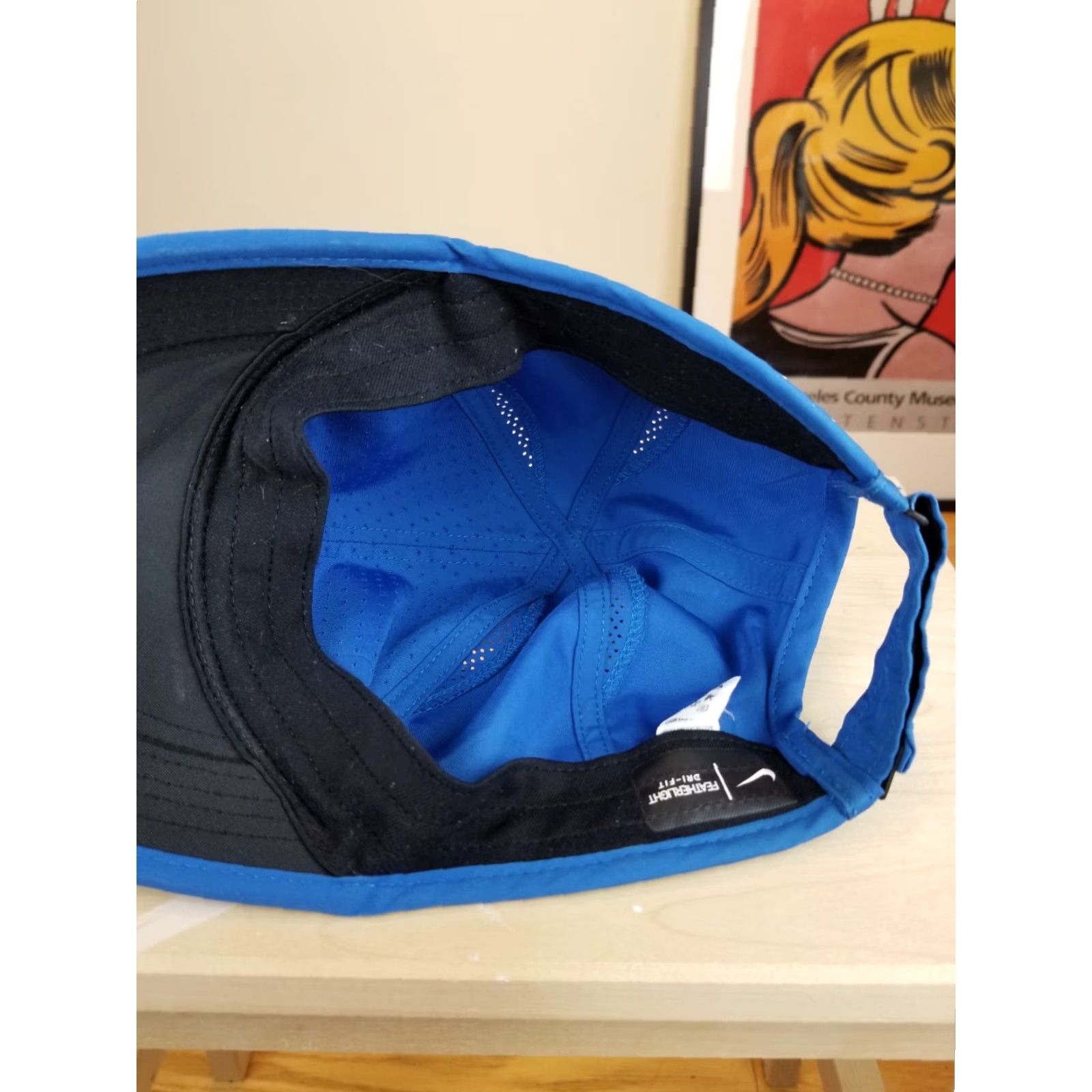 Nike VINTAGE NIKE WHITE SWOOSH BLUE RUNNING DRI-FIT HAT CAP SHIRT? Size ONE SIZE - 4 Thumbnail