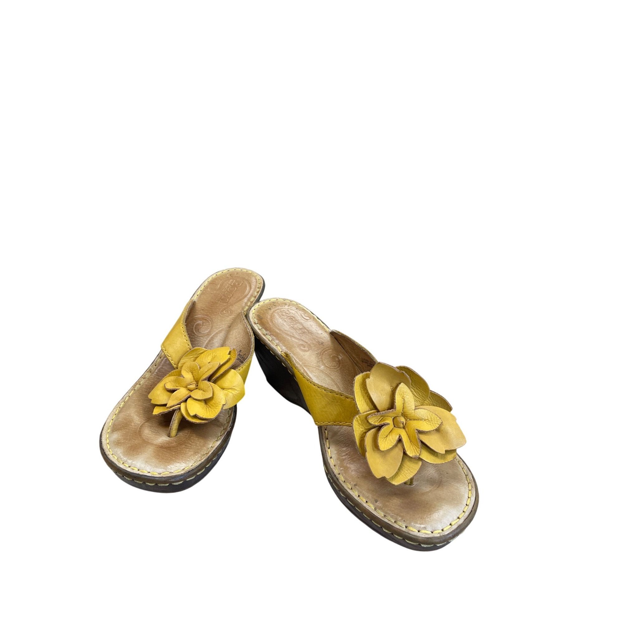 Born Born Womens Yellow Leather Floral 2.5" Wedge Sandals Size 8/ Size US 8 / IT 38 - 1 Thumbnail